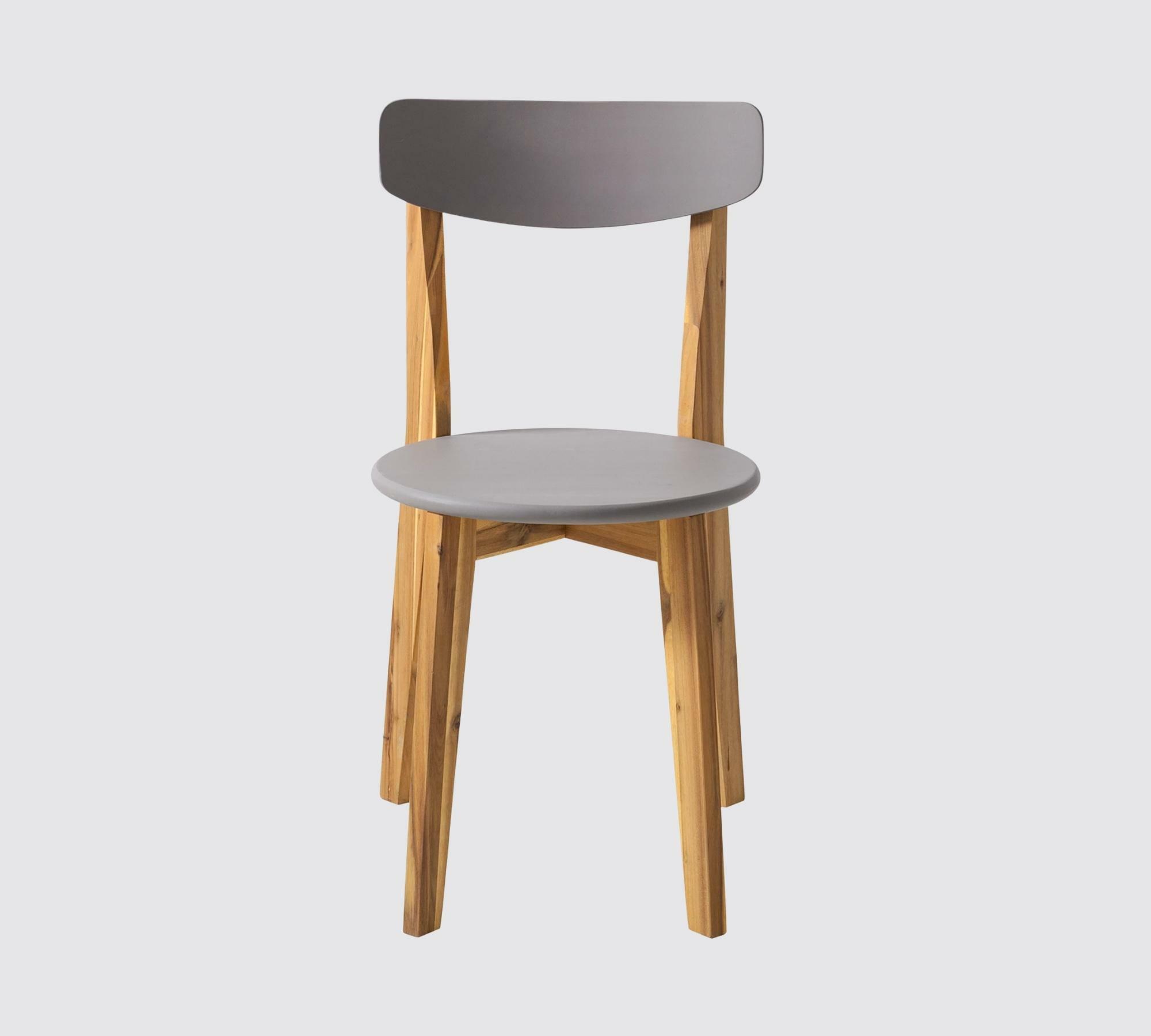 2x Garden chair solid wood acacia coated grey 1