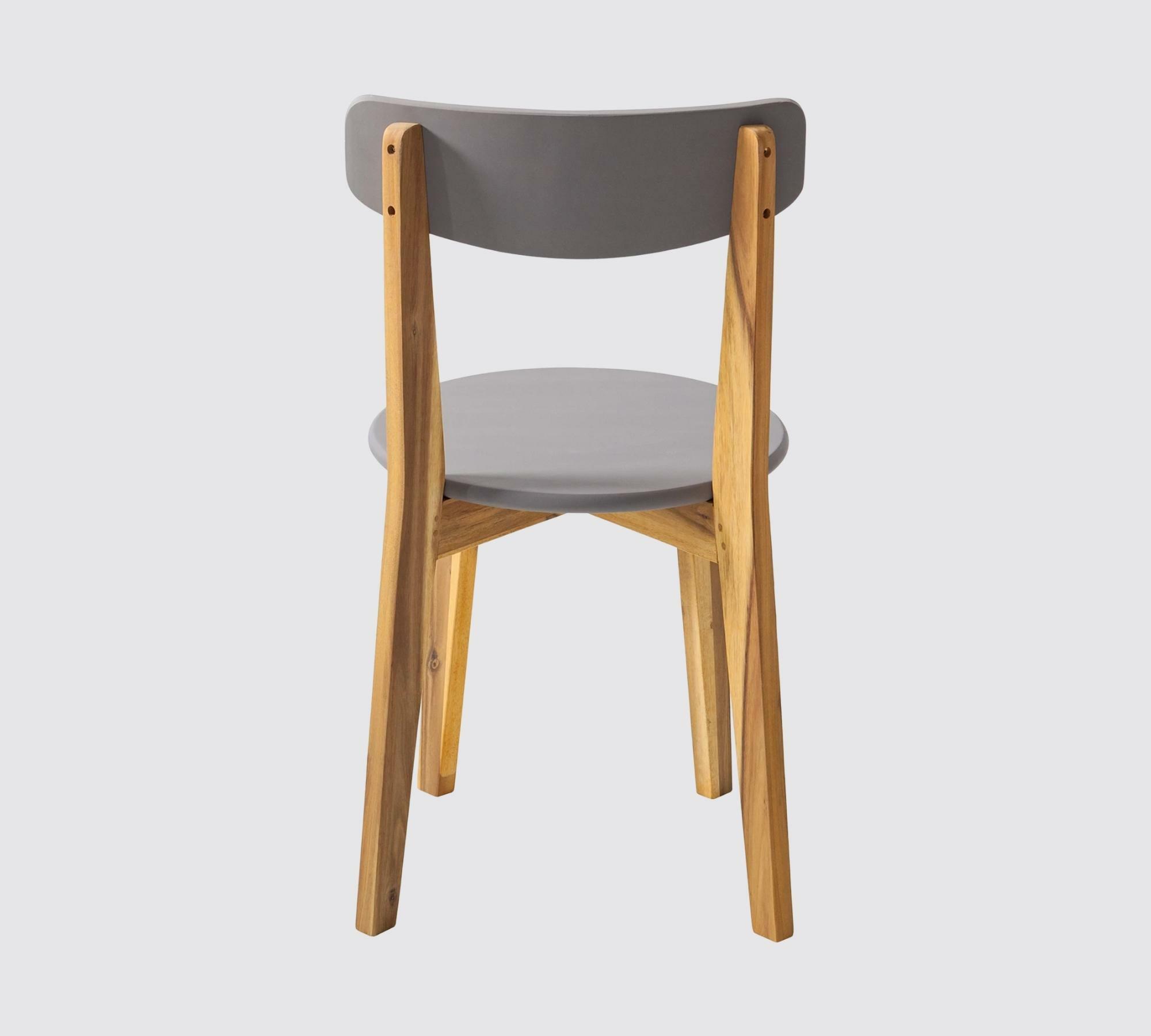 2x Garden chair solid wood acacia coated grey 3