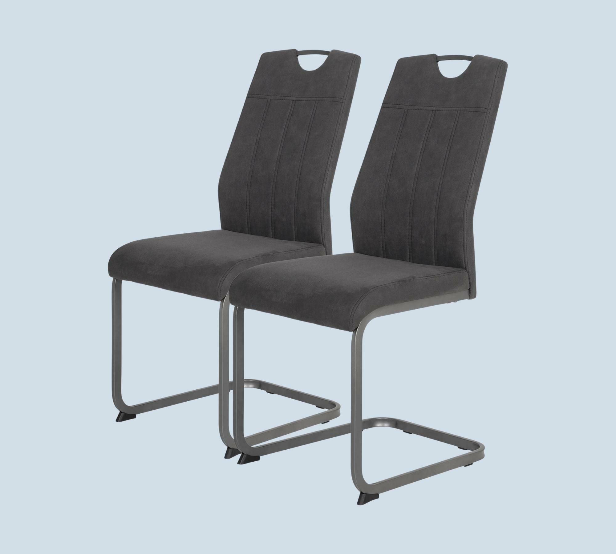 2x Dining chair microfiber anthracite 0