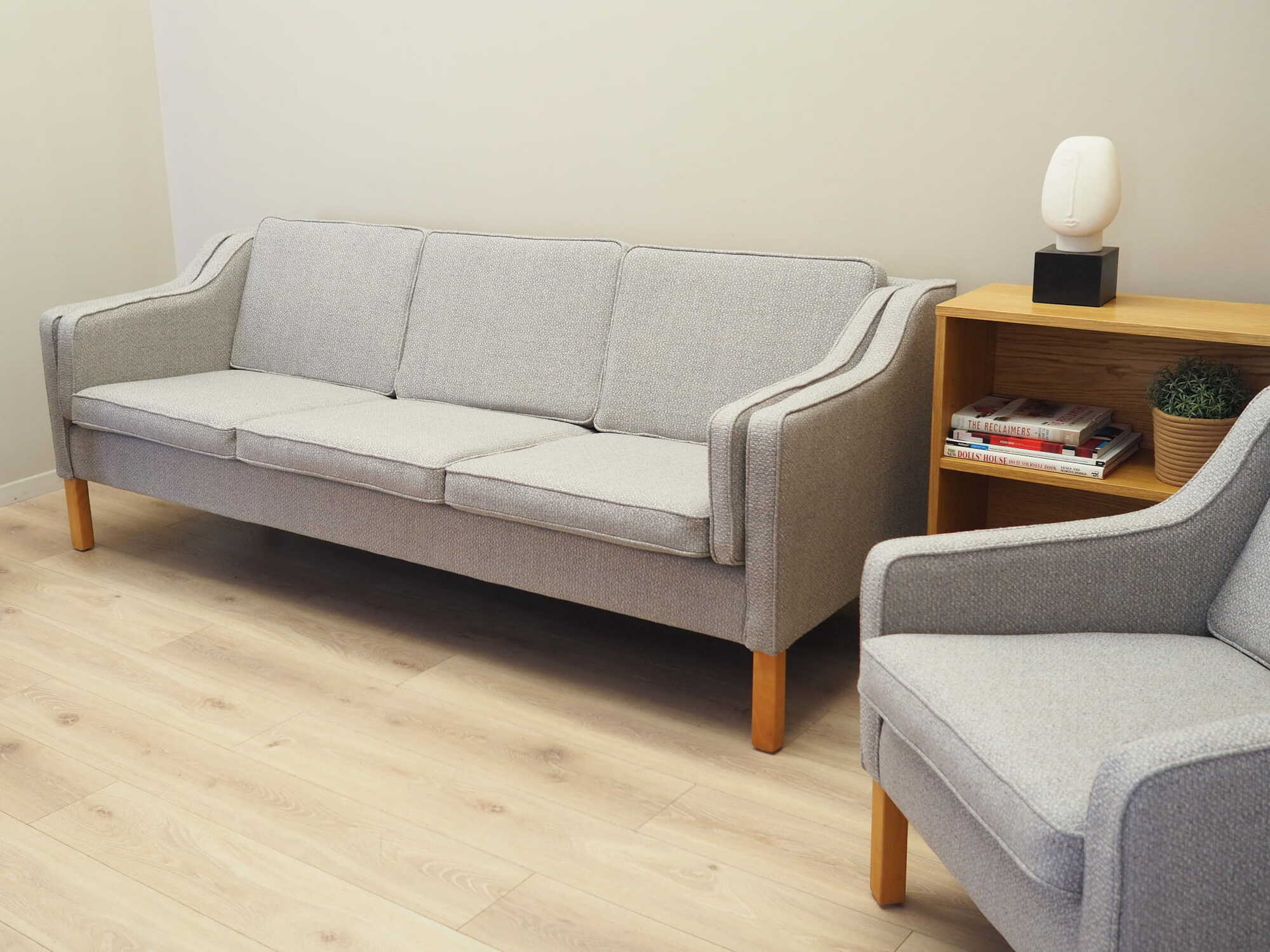 Vintage Sofa 3-seater Beech wood Textile Grey 1970s 2