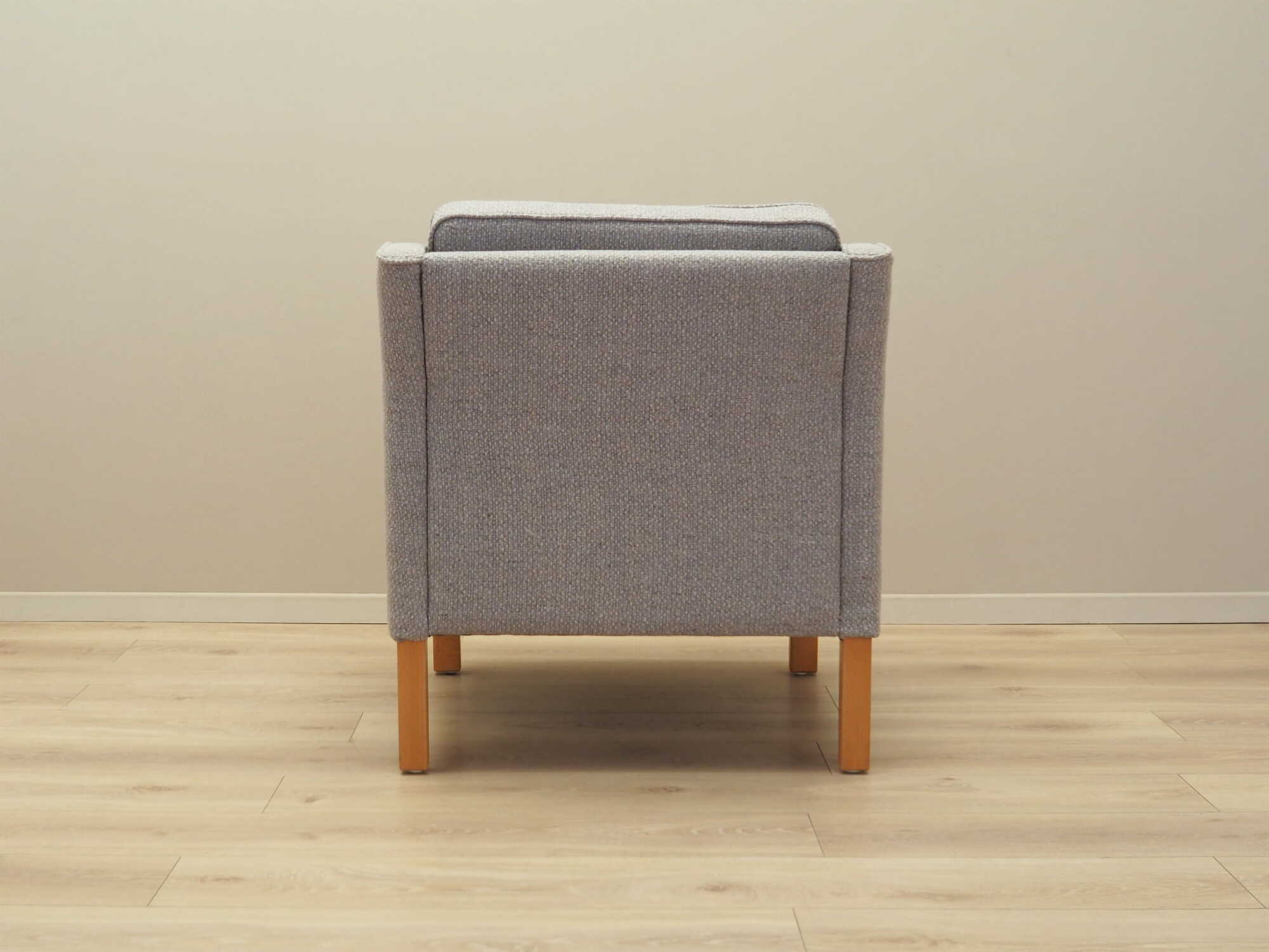 Vintage armchair beech wood textile grey 1970s 7
