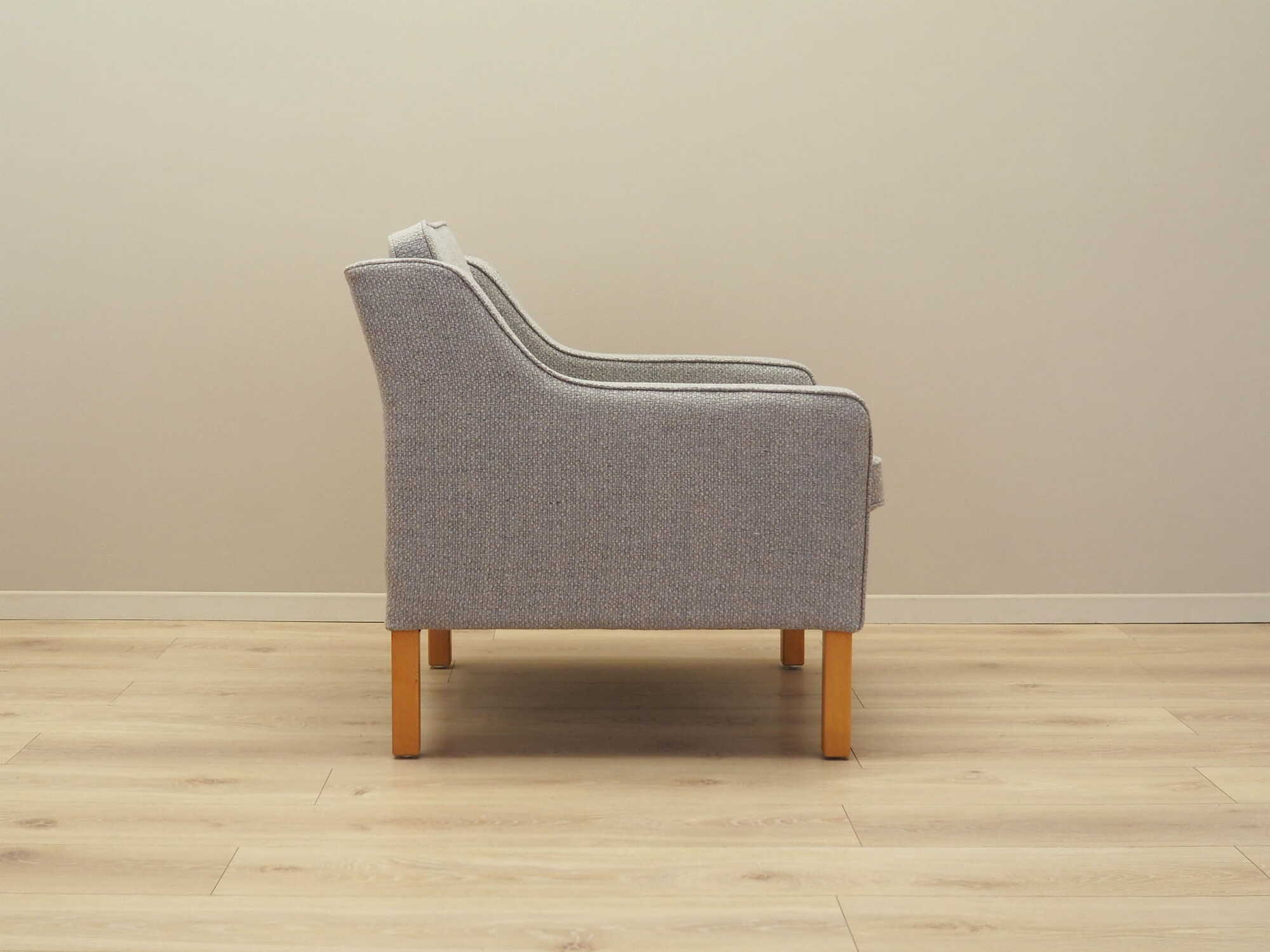Vintage armchair beech wood textile grey 1970s 9