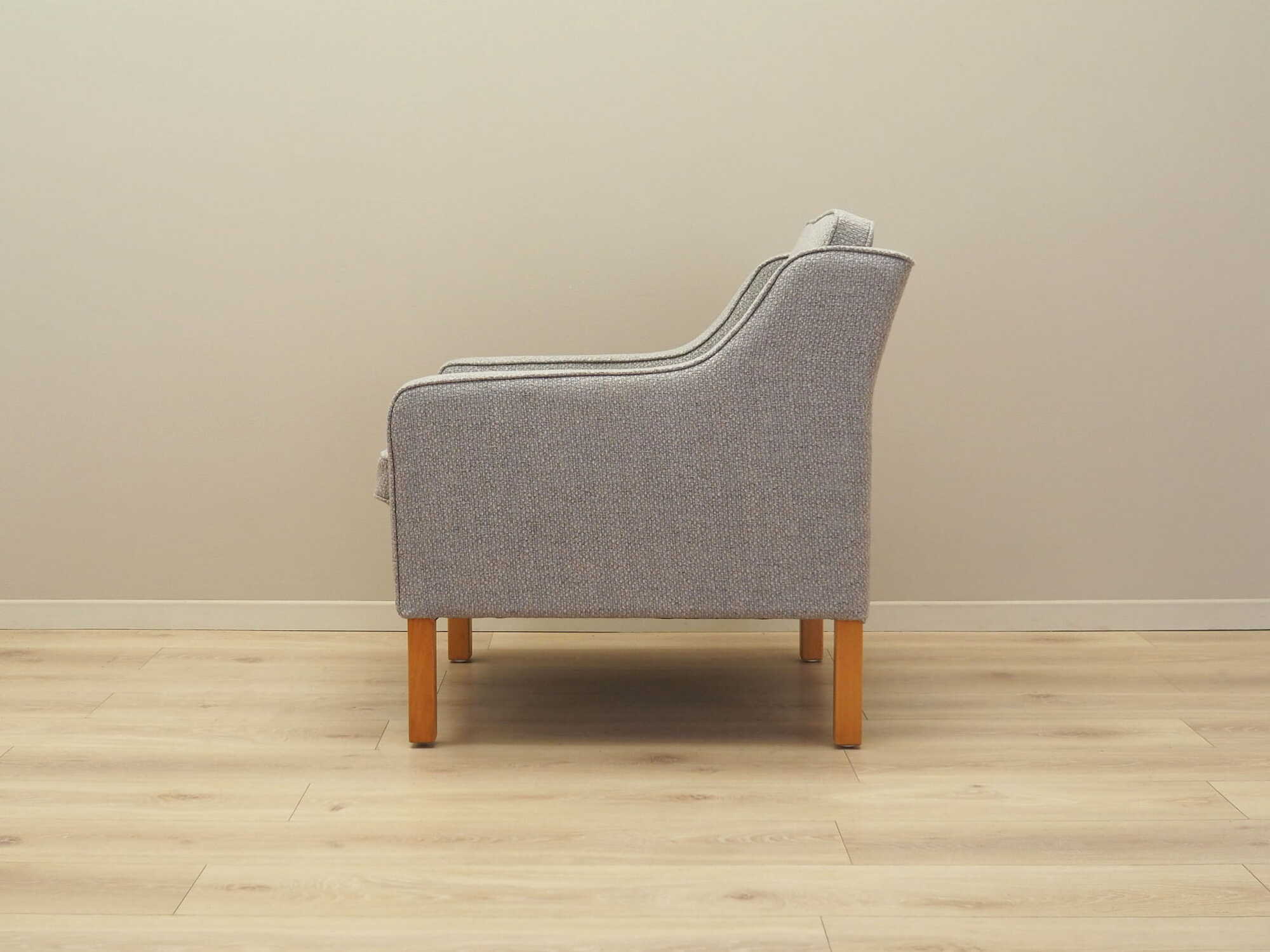Vintage armchair beech wood textile grey 1970s 5