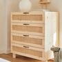 Kommode mit Geflecht 4 Schubladen Holz Kiefer 0