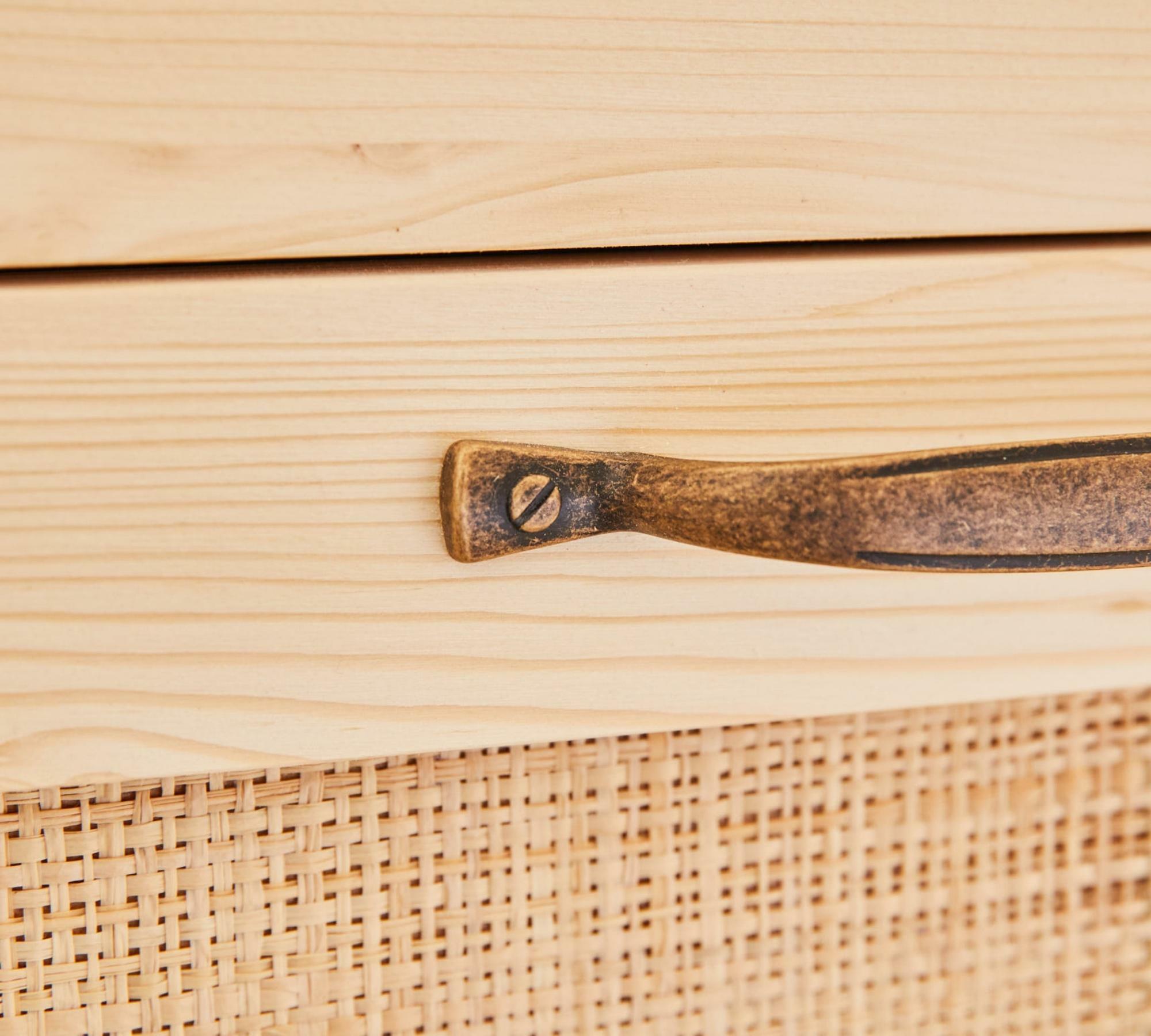 Kommode mit Geflecht 4 Schubladen Holz Kiefer 3