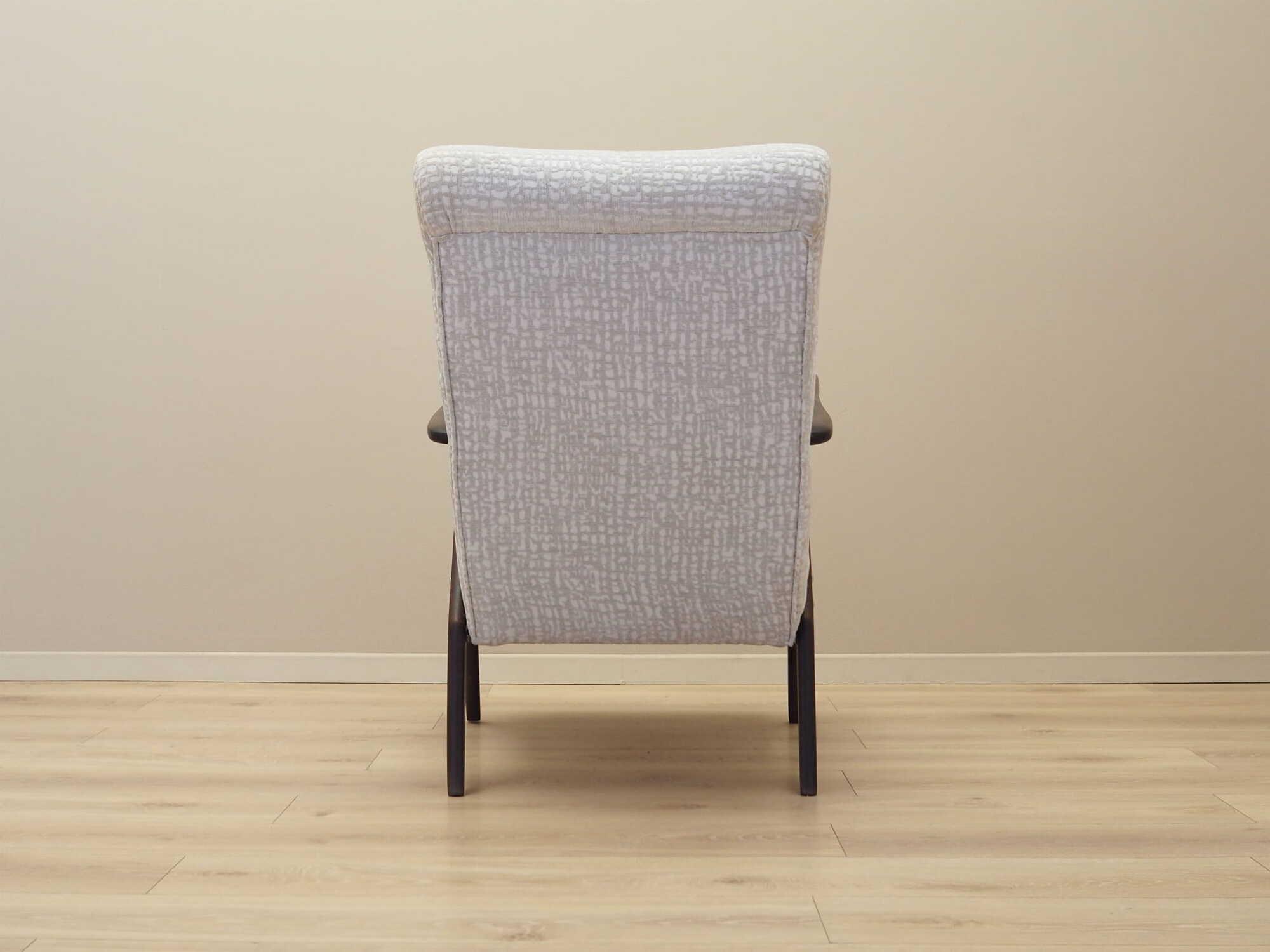 Vintage armchair beech wood textile white 1970s 4