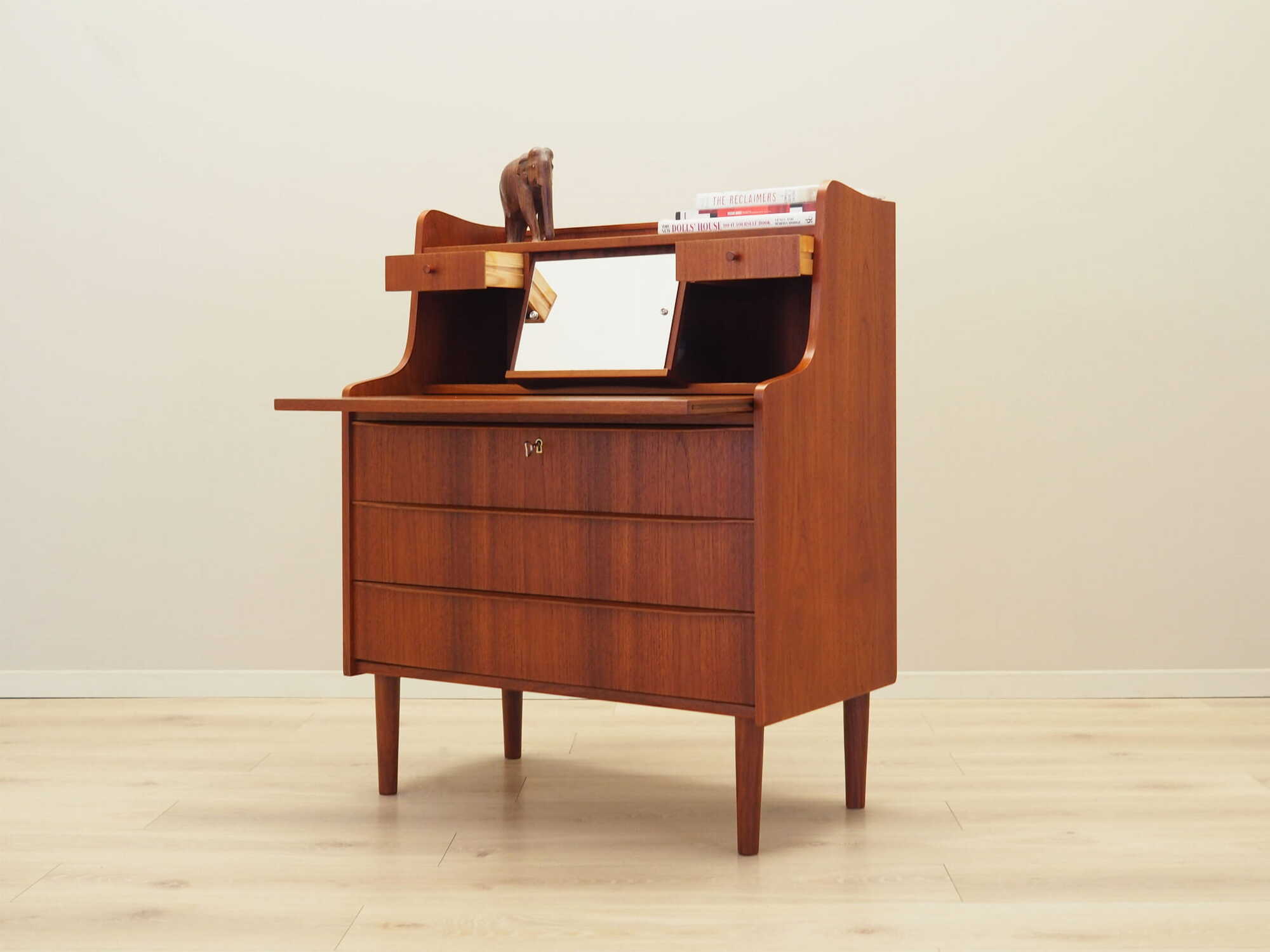 Vintage Secretary Teak Brown 1970s 2