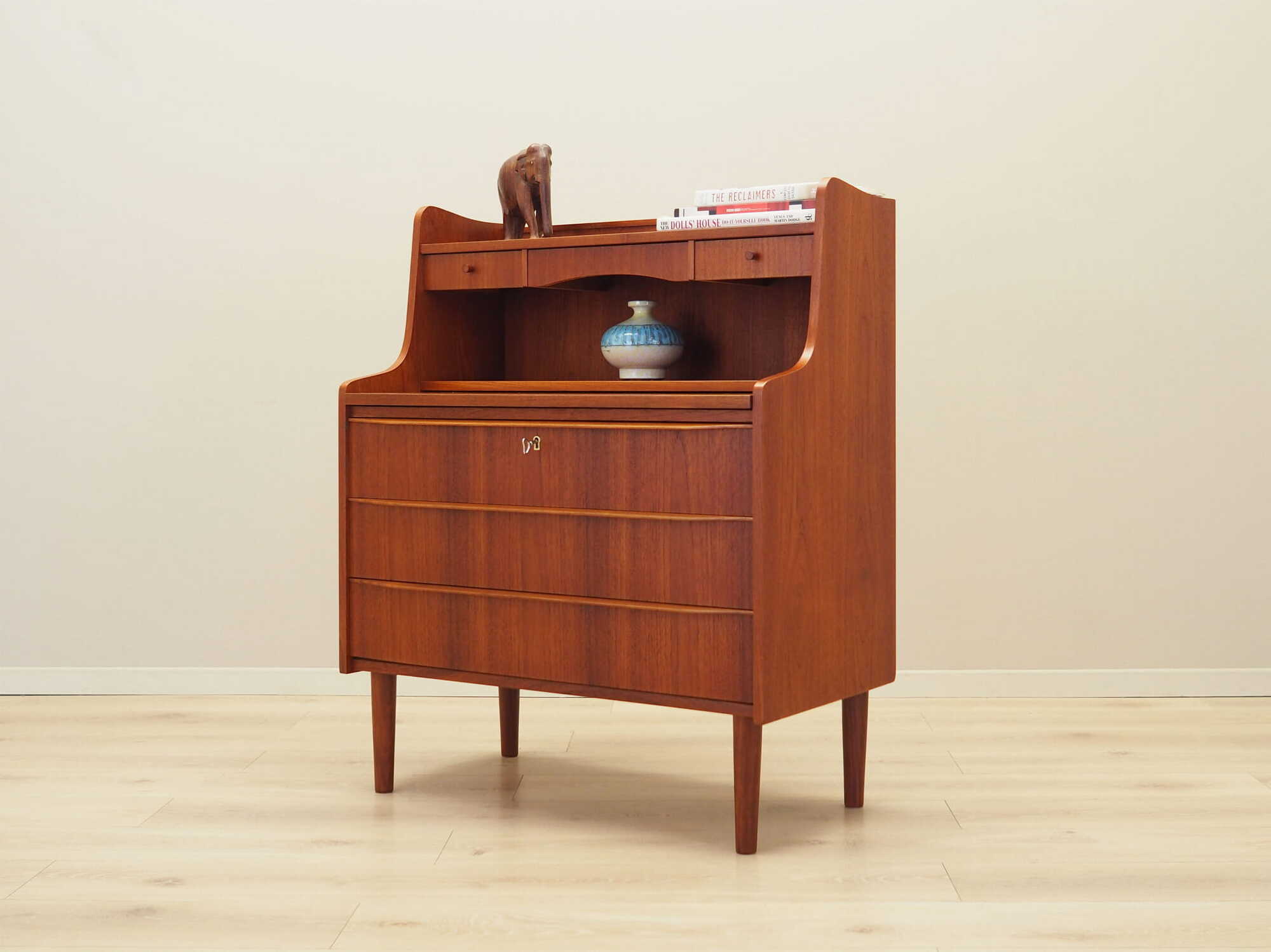 Vintage Secretary Teak Brown 1970s 3