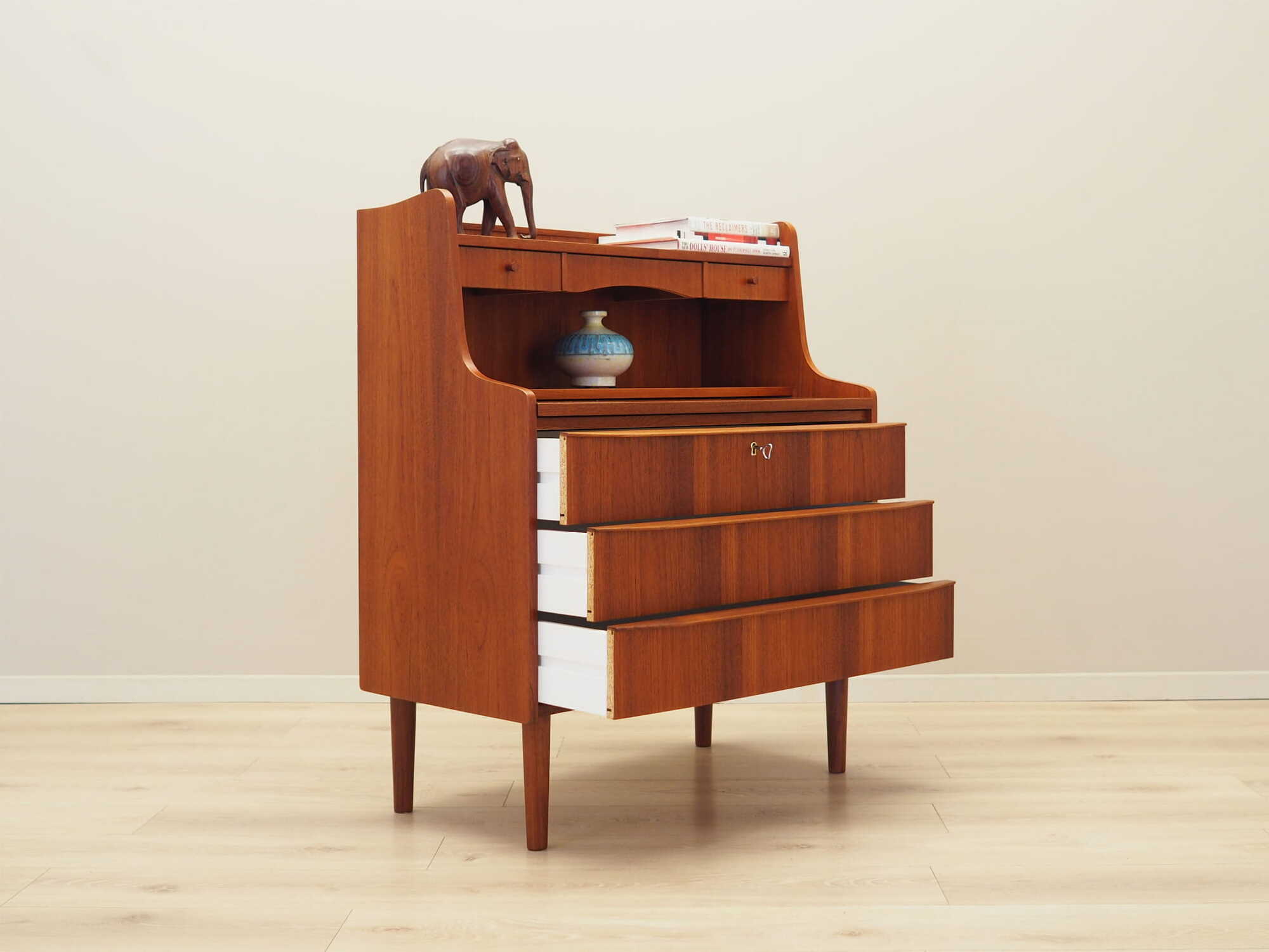 Vintage Secretary Teak Brown 1970s 5