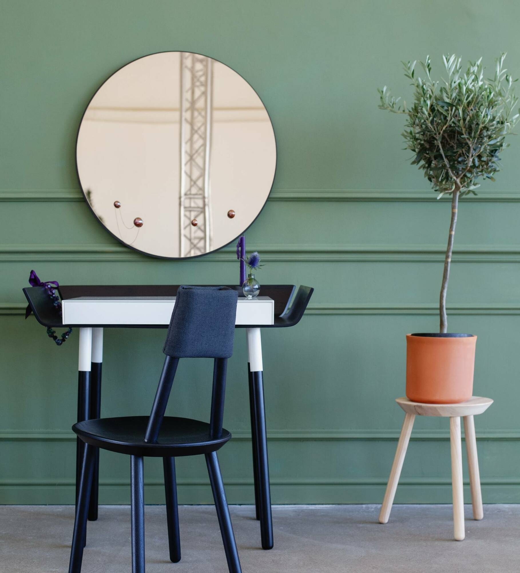 Spiegel mit Haken Rund Bronze 70cm 3