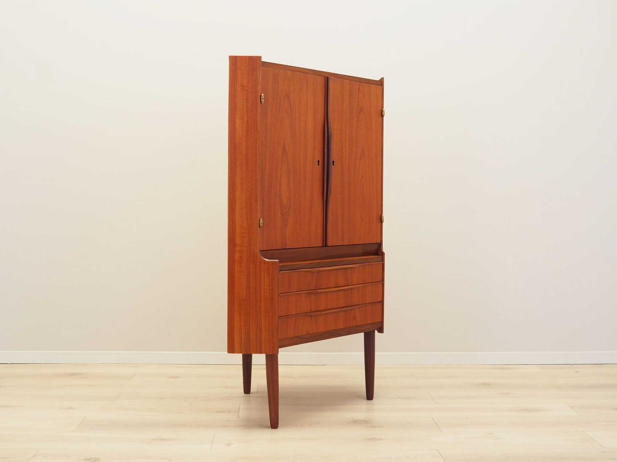 Vintage corner cabinet teak brown 1970s 5