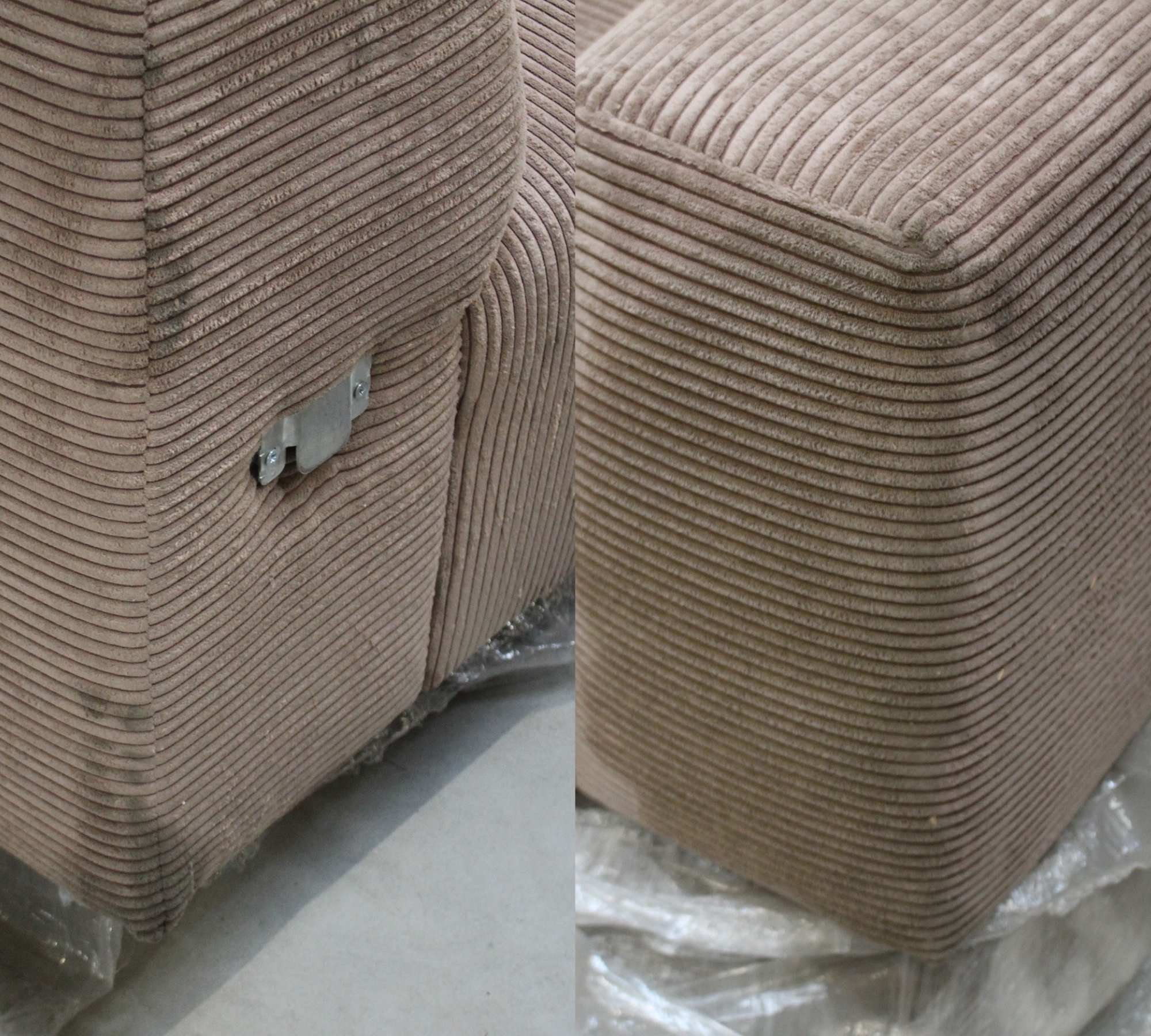 Karen 2-Sitzer Sofa Récamiere Links Cord Samt Haselnuss 9
