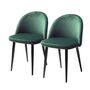 Polsterstuhl Jacklin (2er-Set) Samt / Metall Schwarz Grün 1