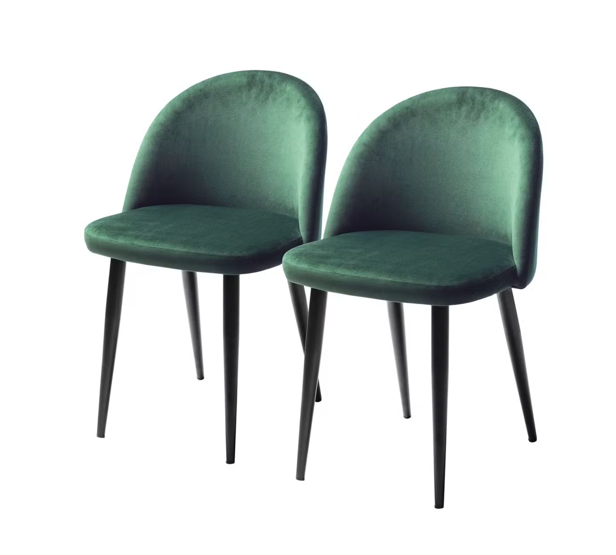 Polsterstuhl Jacklin (2er-Set) Samt / Metall Schwarz Grün 1