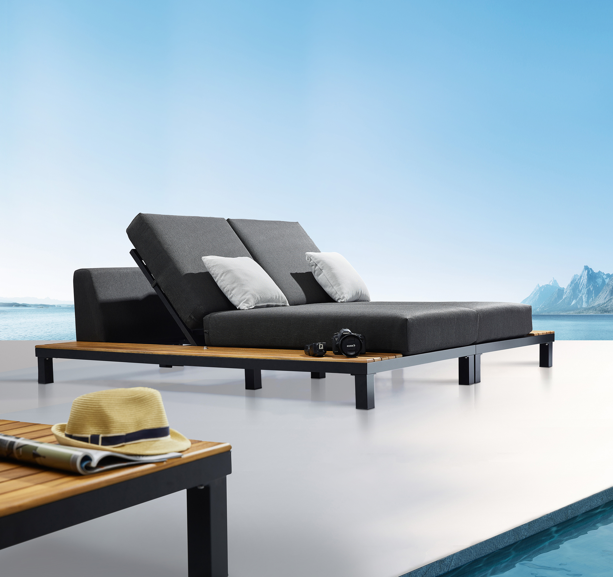 Polo Pro Lounge Metal Wood Anthracite 7