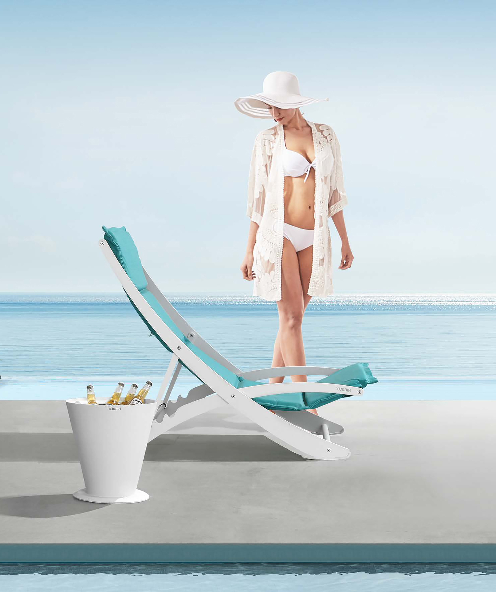Hawaii deck chair metal textile blue 1