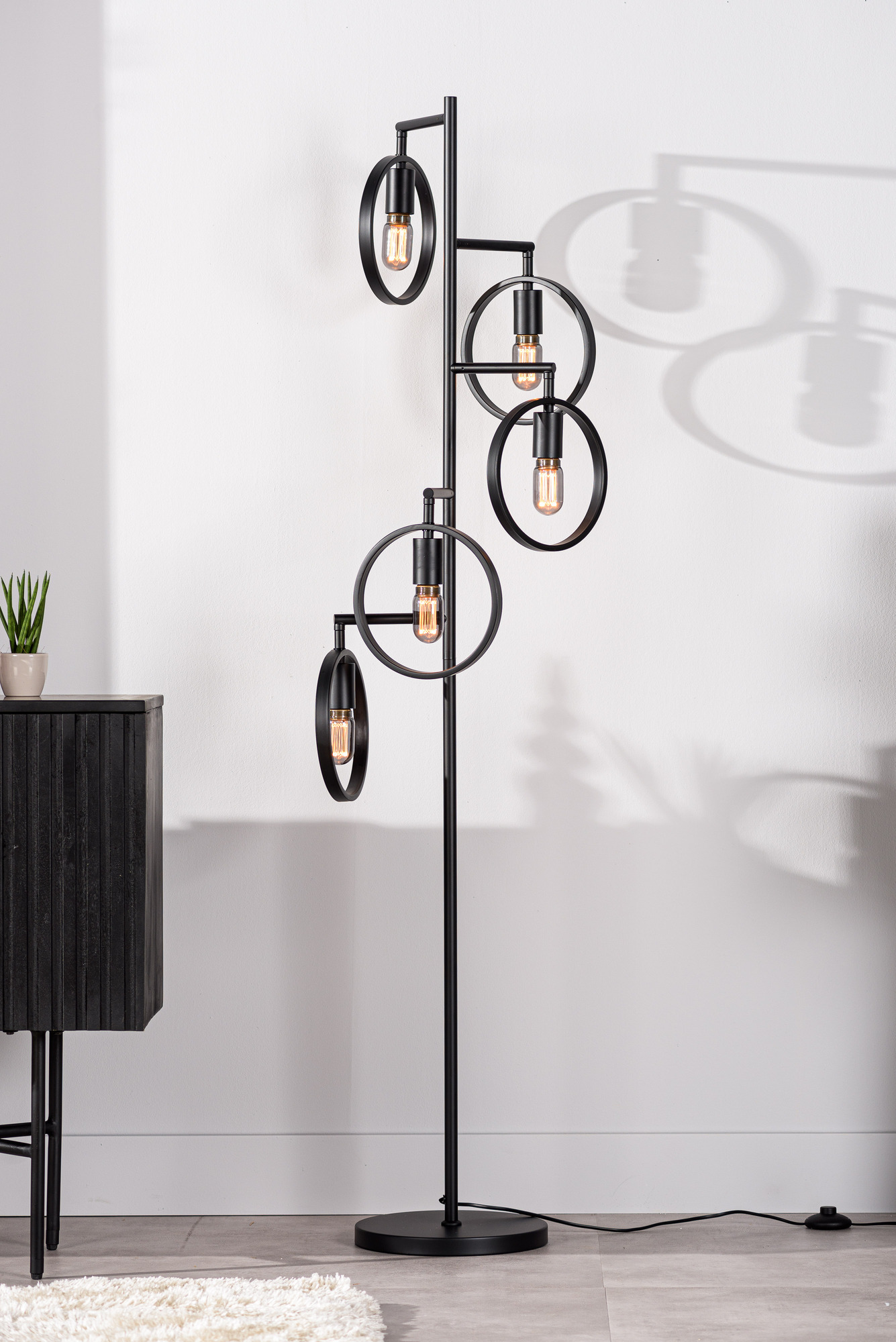Floor lamp 5-light metal black 3