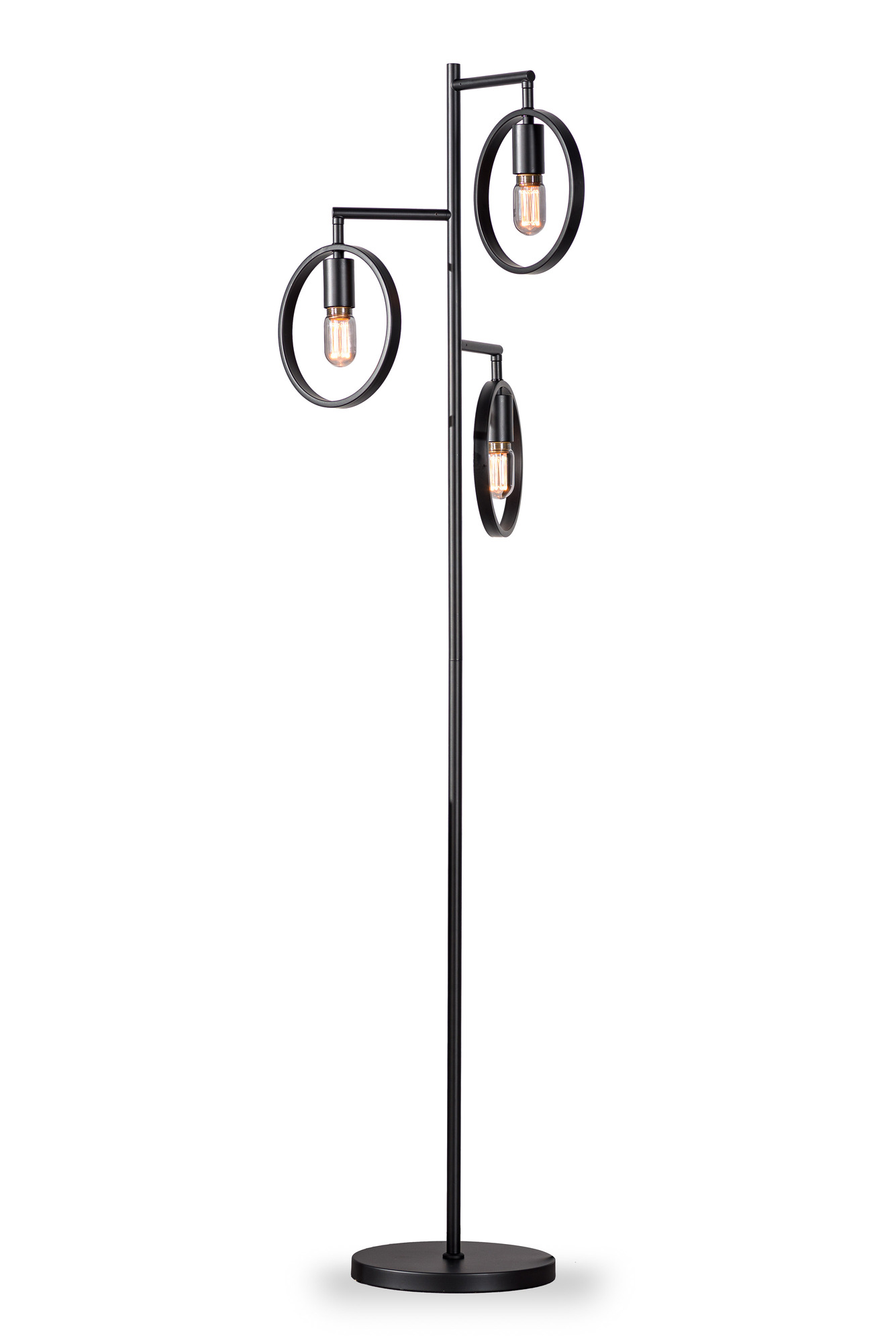Floor Lamp 3-Light Metal Black 5