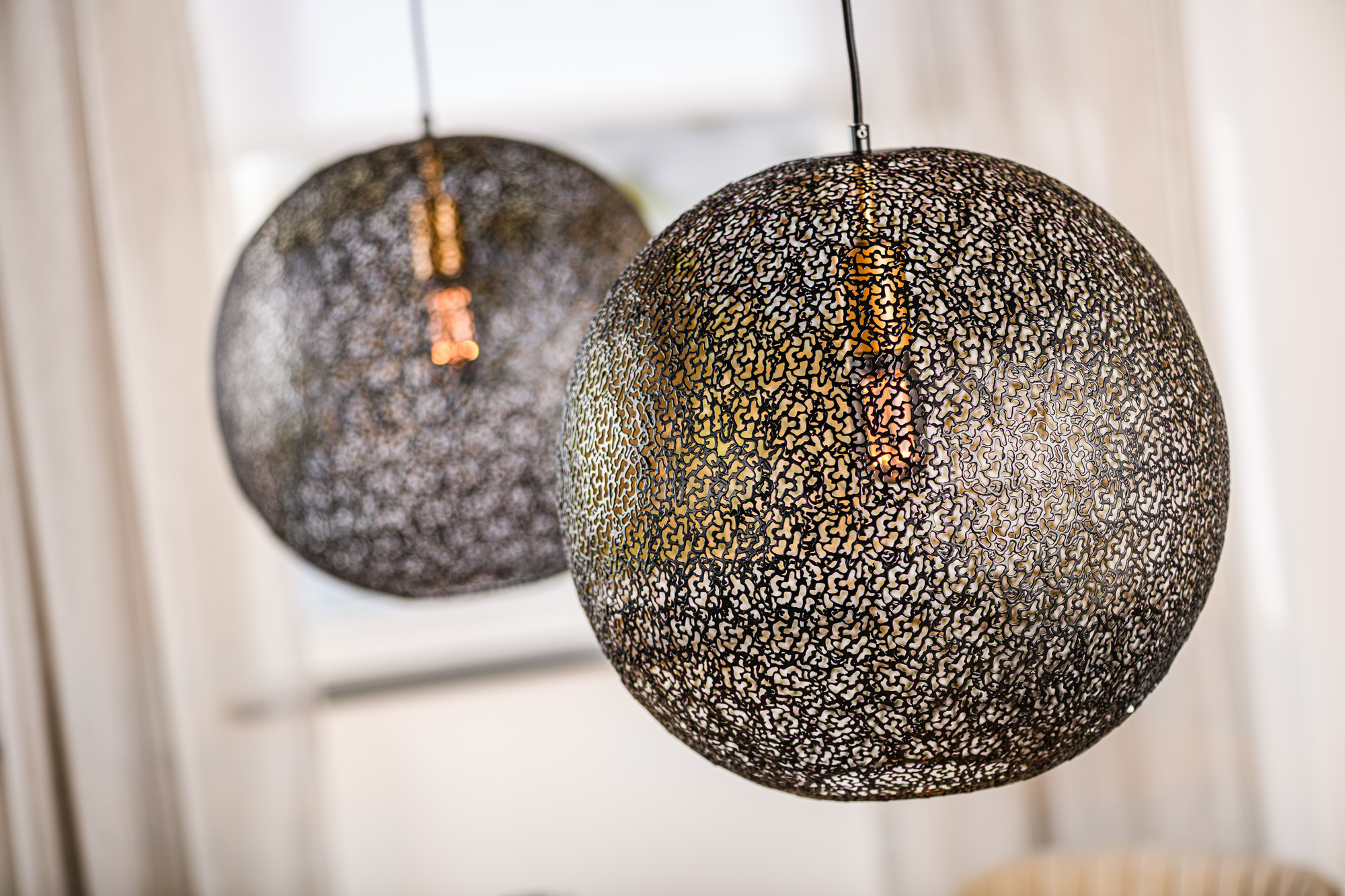 Pendant lamp 2-light metal black 2
