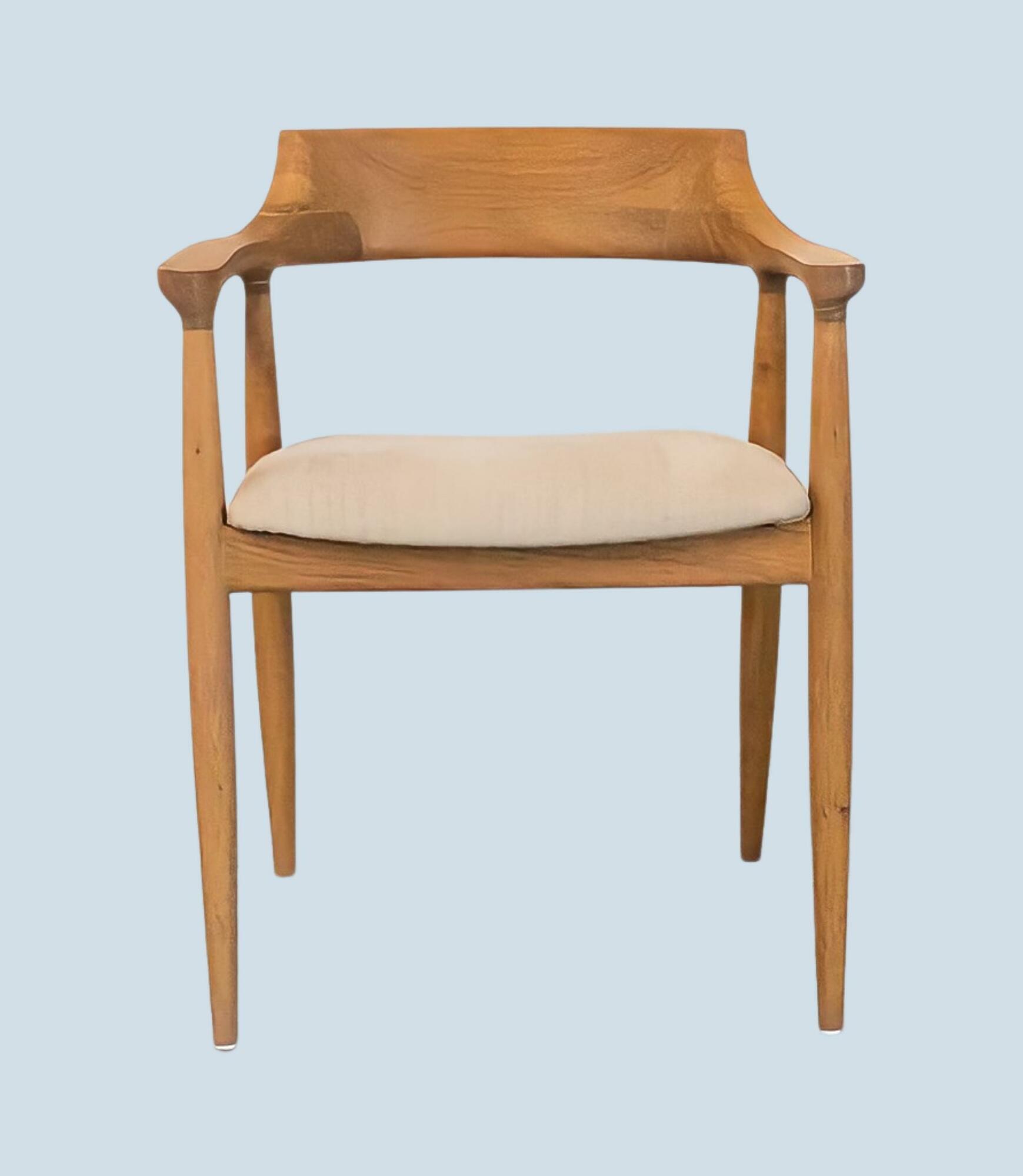 Armlehnstuhl aus Teakholz mit Bio-Baumwollbezug 1