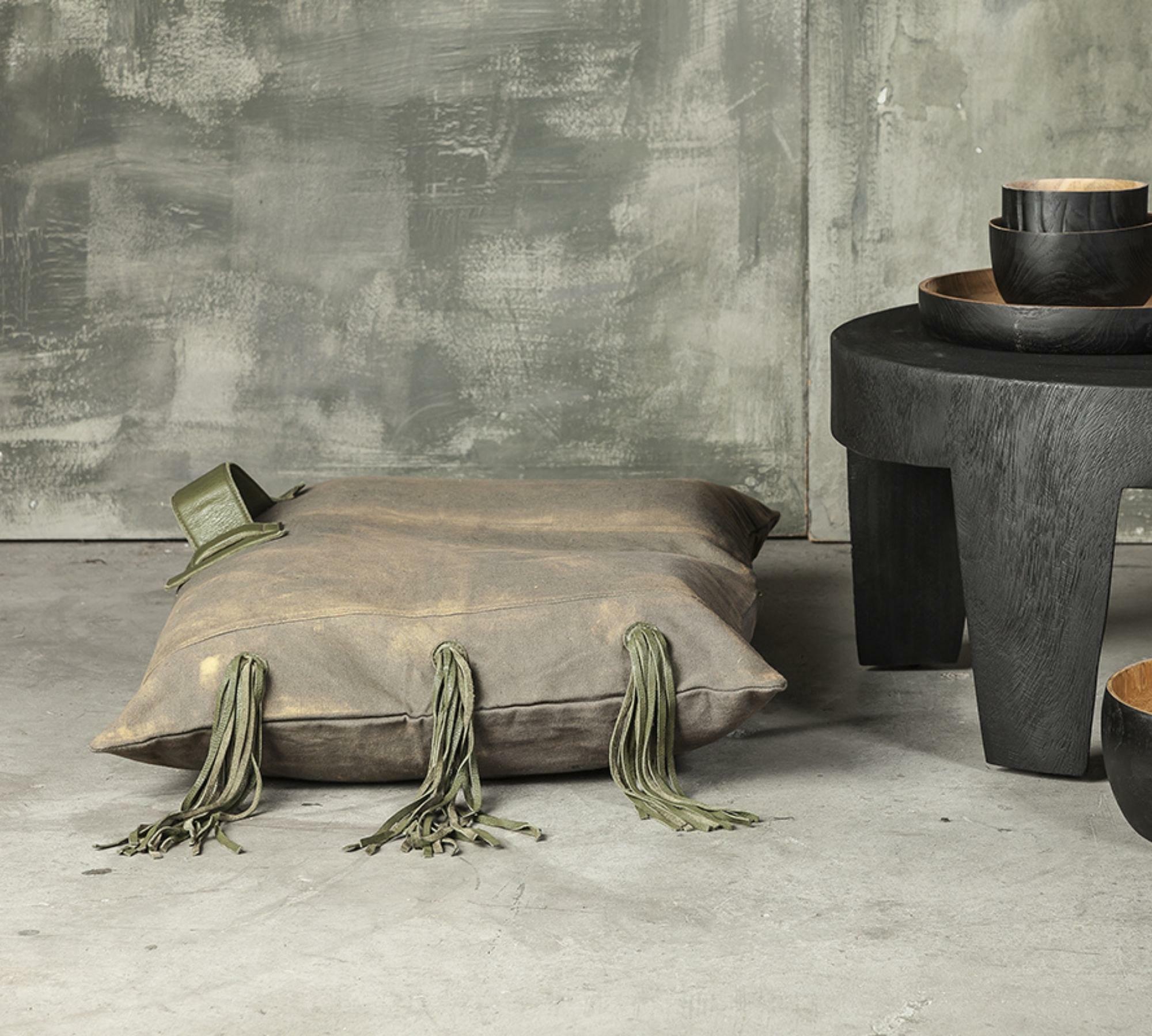 Klärfall -Sitzkissen Leder Graubraun 80 x 80cm 0