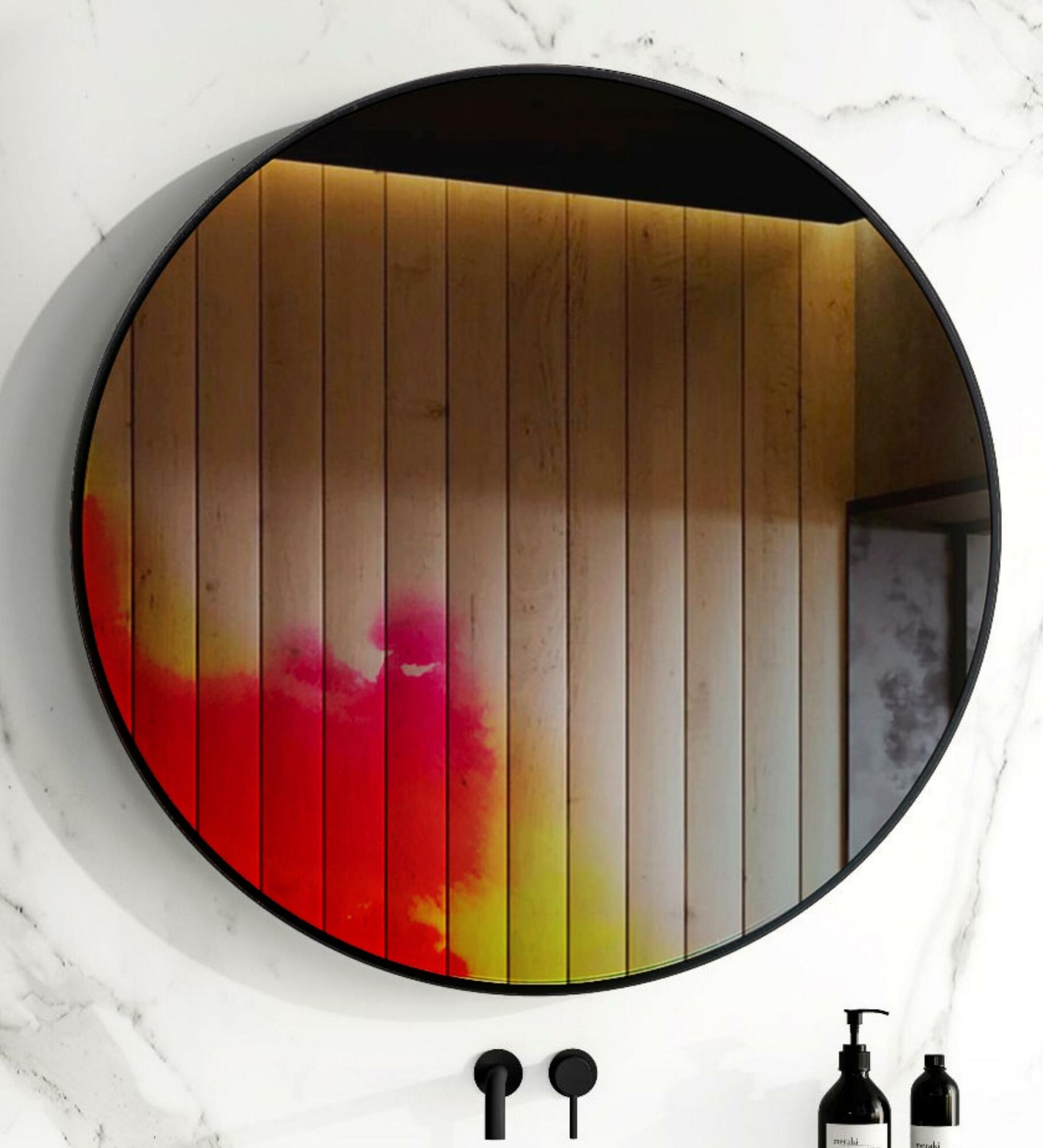 Francis Wandspiegel Aluminium Small Rosa Gelb 1