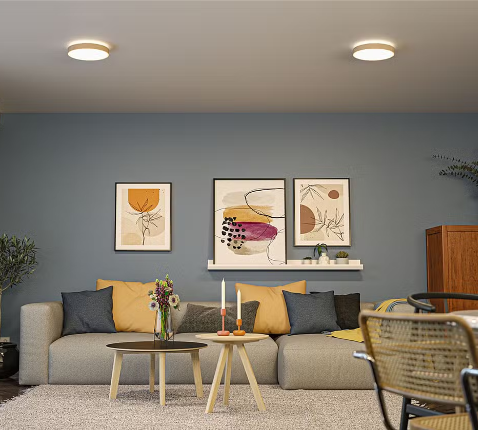 LED ceiling light Plastic Textile Beige 2