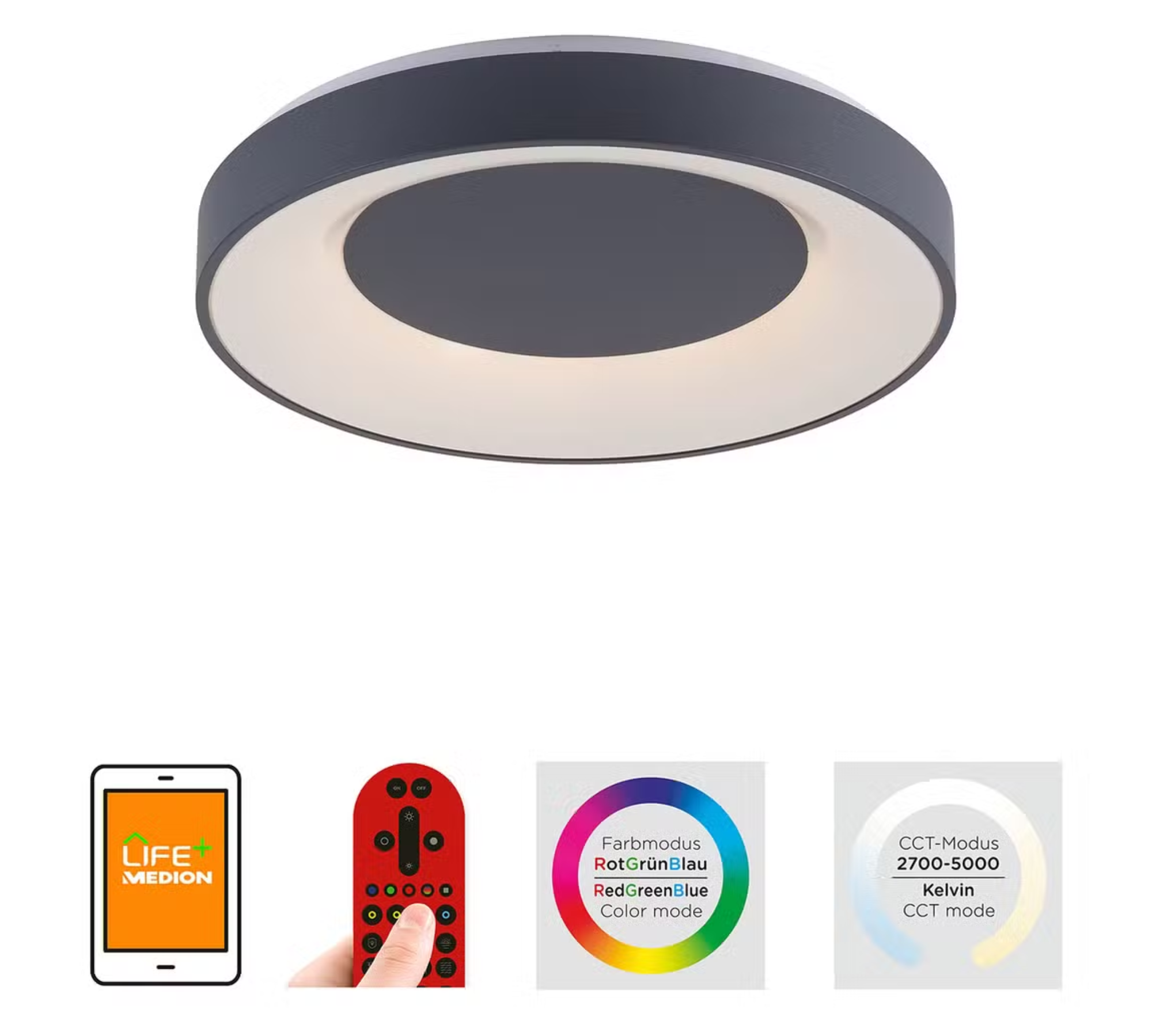 LED ceiling light 1-bulb acrylic glass metal 3