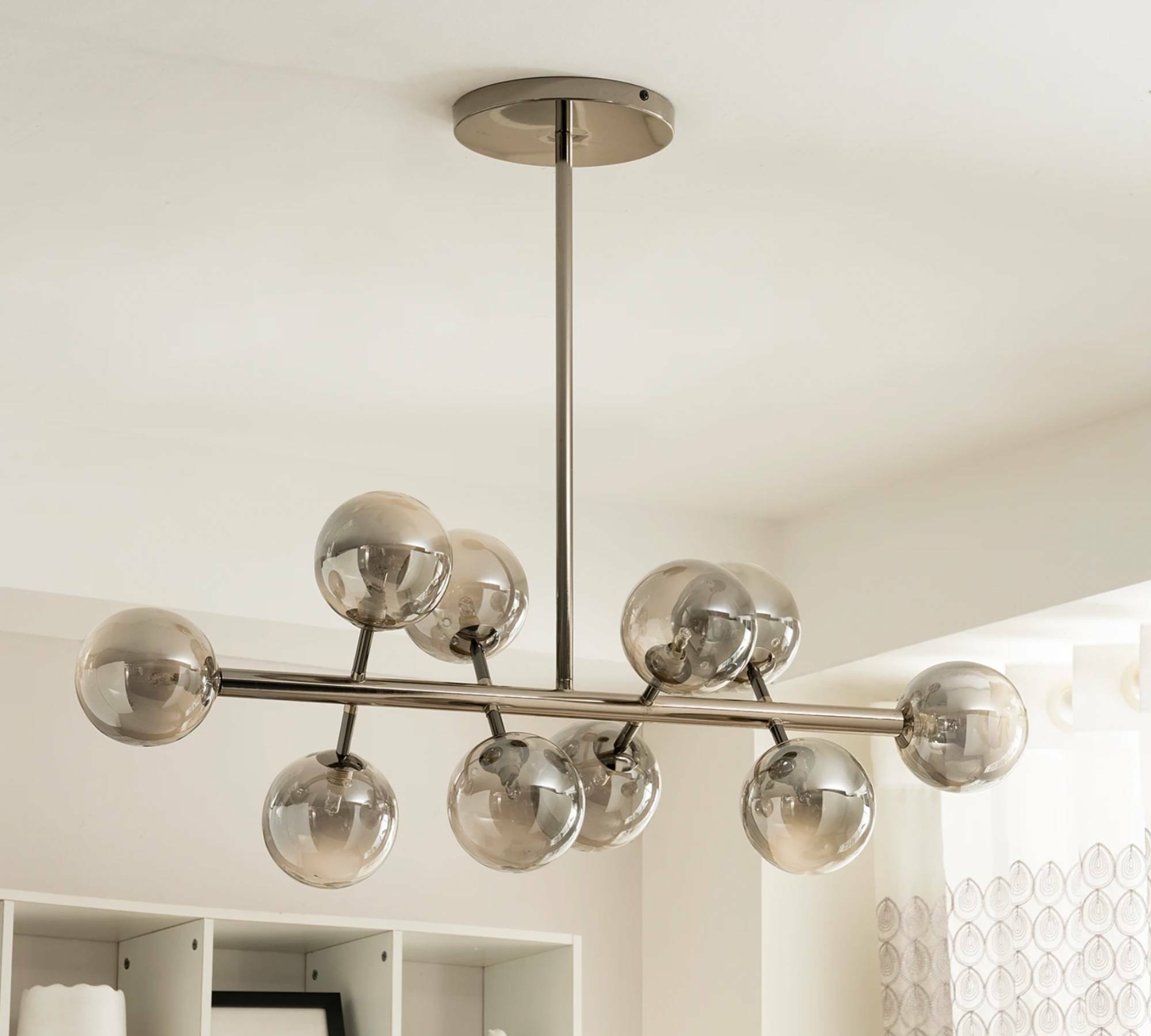 10-Flammige LED-Pendelleuchte Rauchglas 0