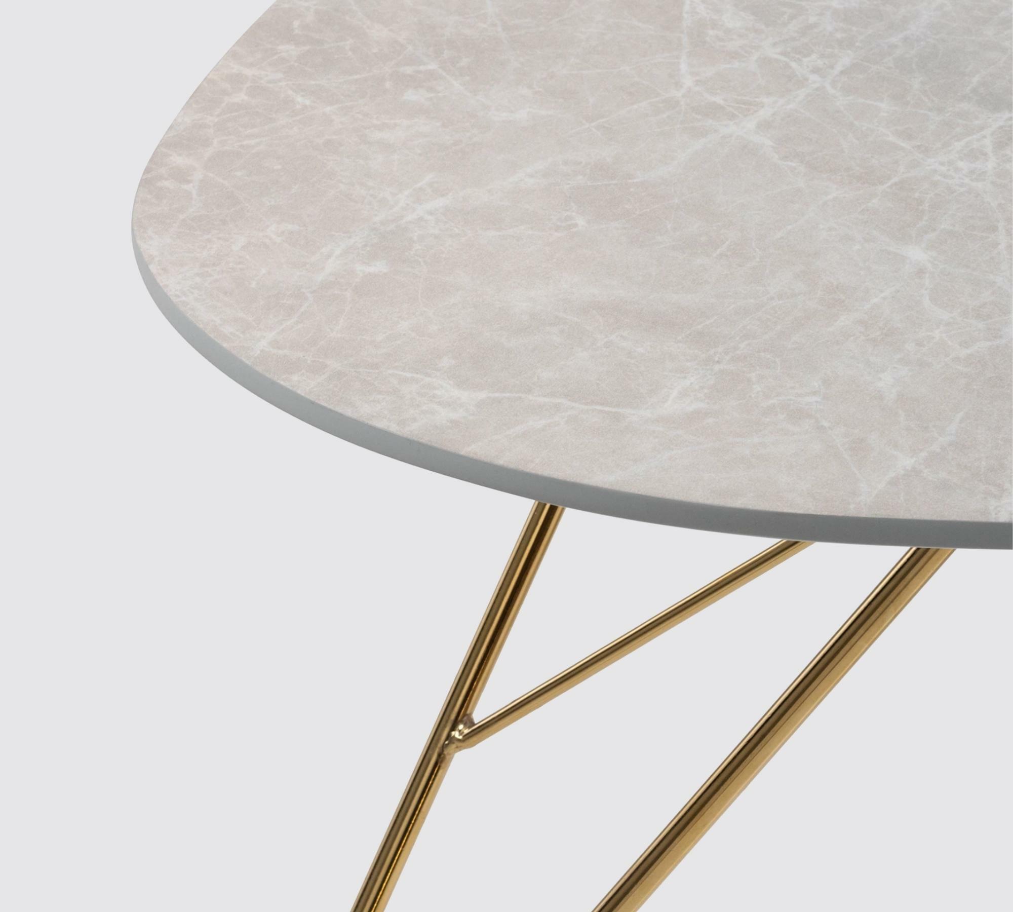 Couchtisch Marmoroptik Hellgrau Dekor Gold 1