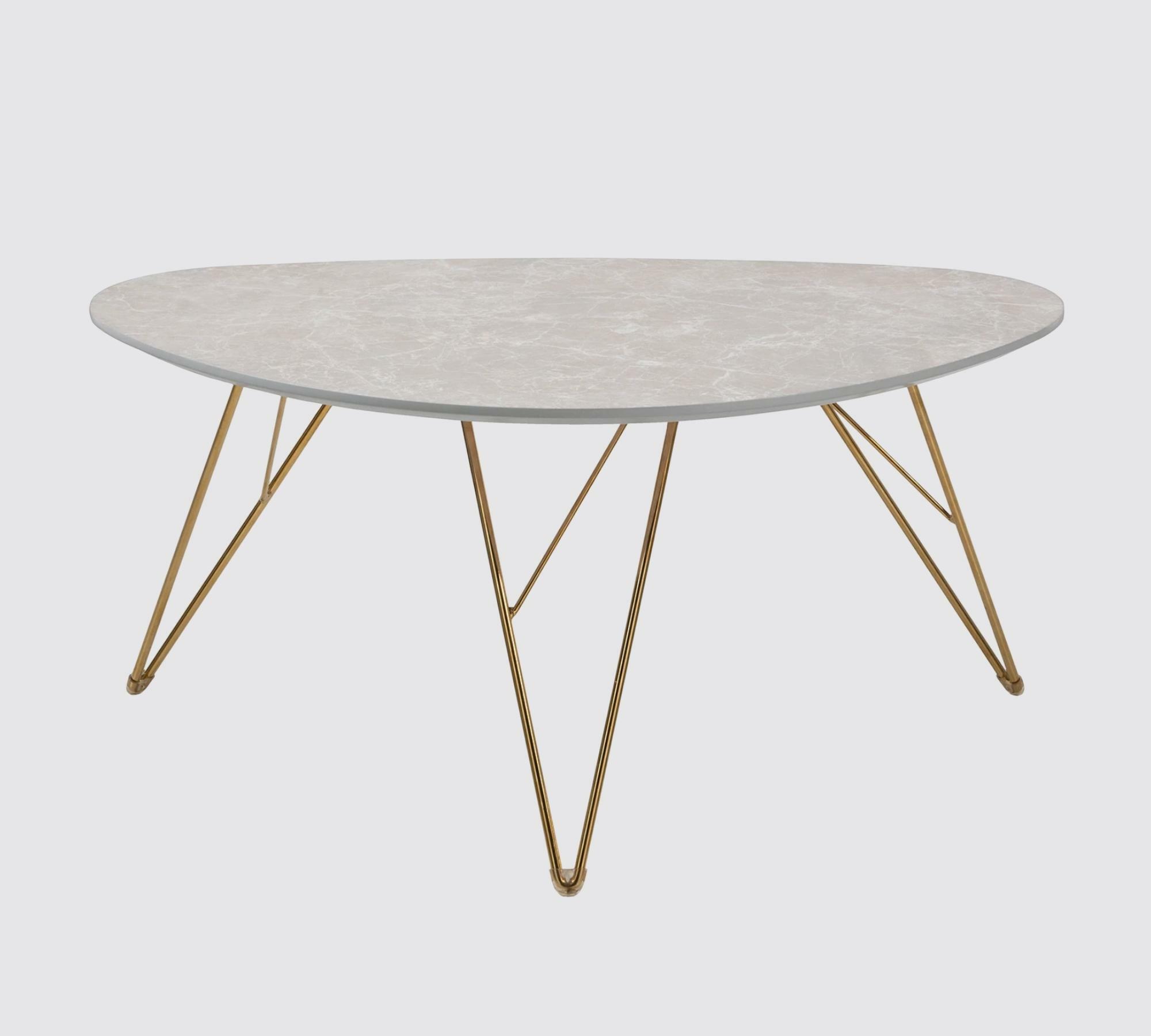 Couchtisch Marmoroptik Hellgrau Dekor Gold 2