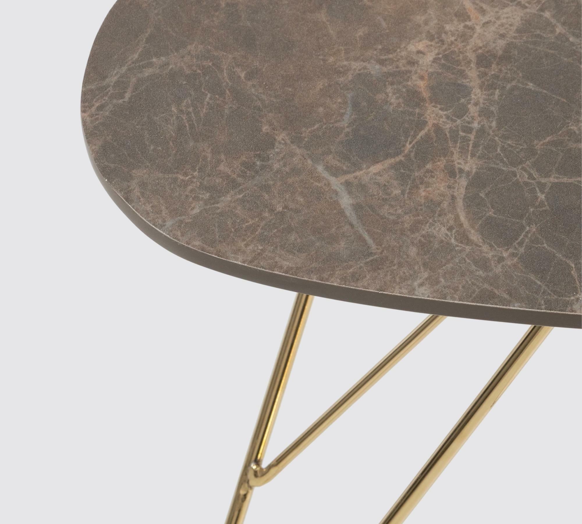 Couchtisch Marmoroptik Braun Dekor in Gold 1
