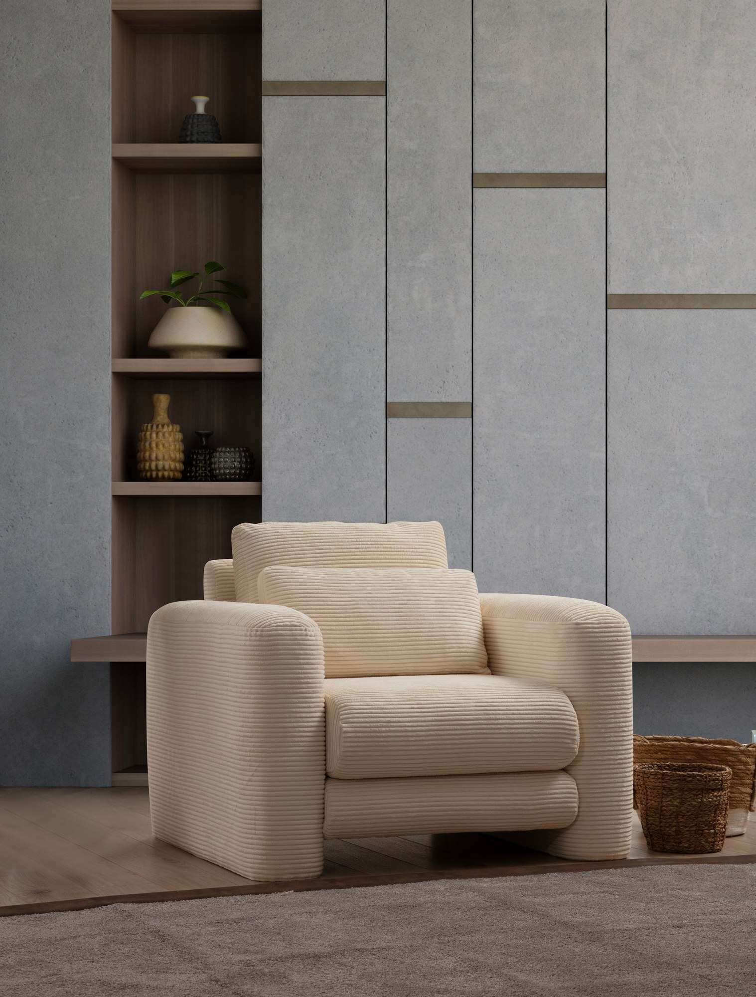 Modern armchair beige 3
