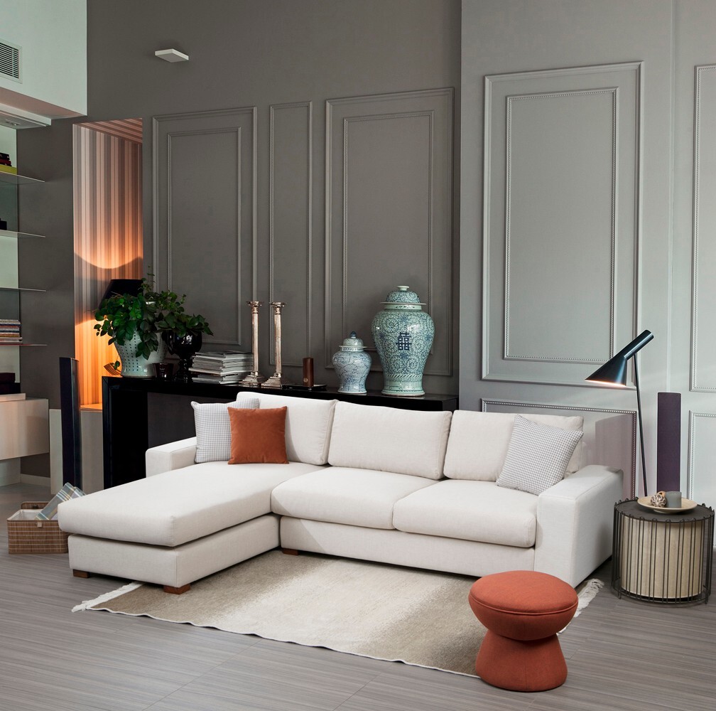 Modern sofa chaise lounge left white 1