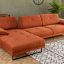 Modern sofa chaise lounge left large orange 3