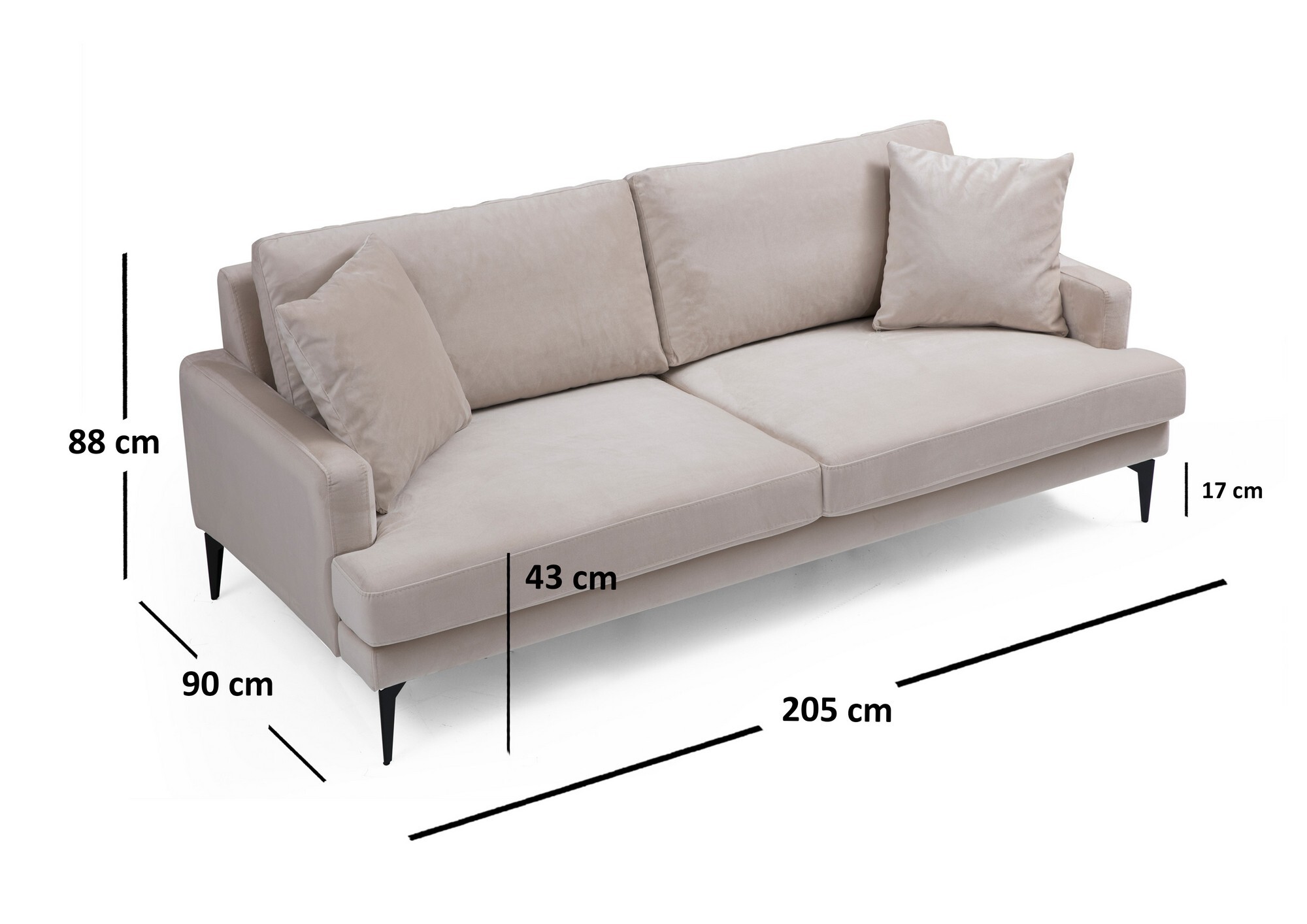 Modern sofa 3-seater Beige 7