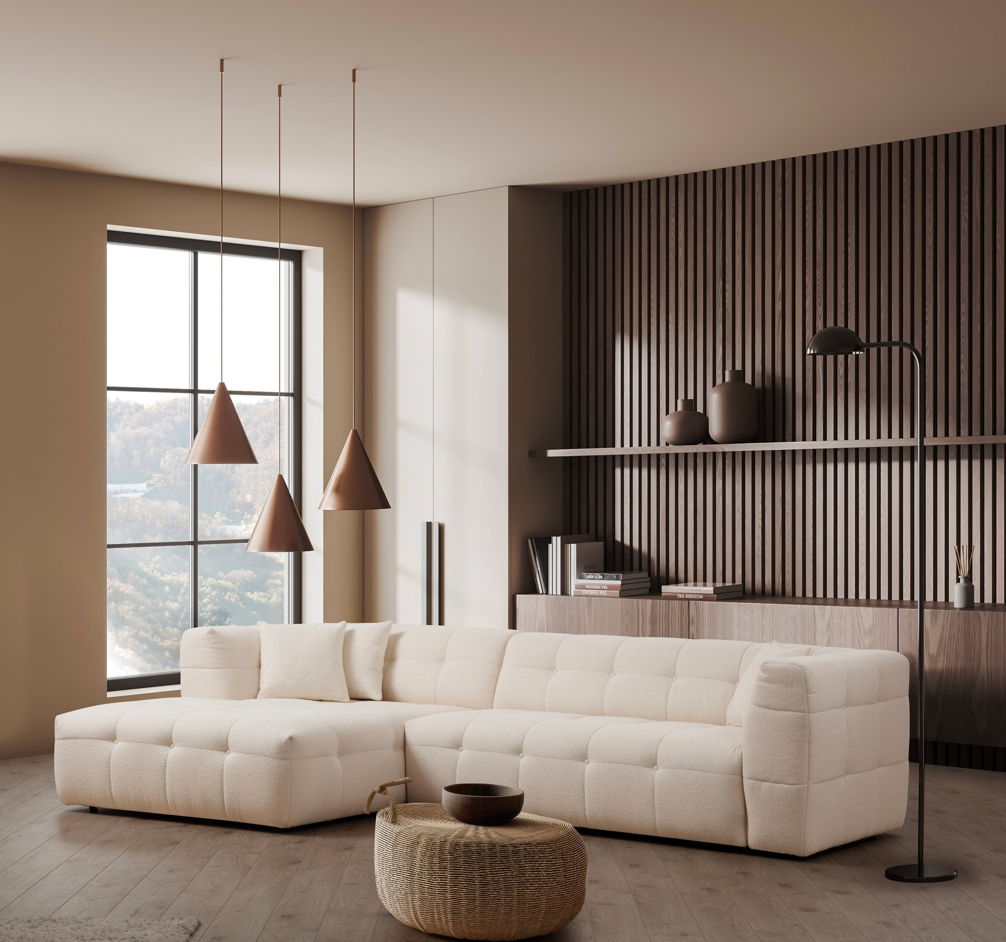 Nour Sofa Chaise Longue Left Beige 0