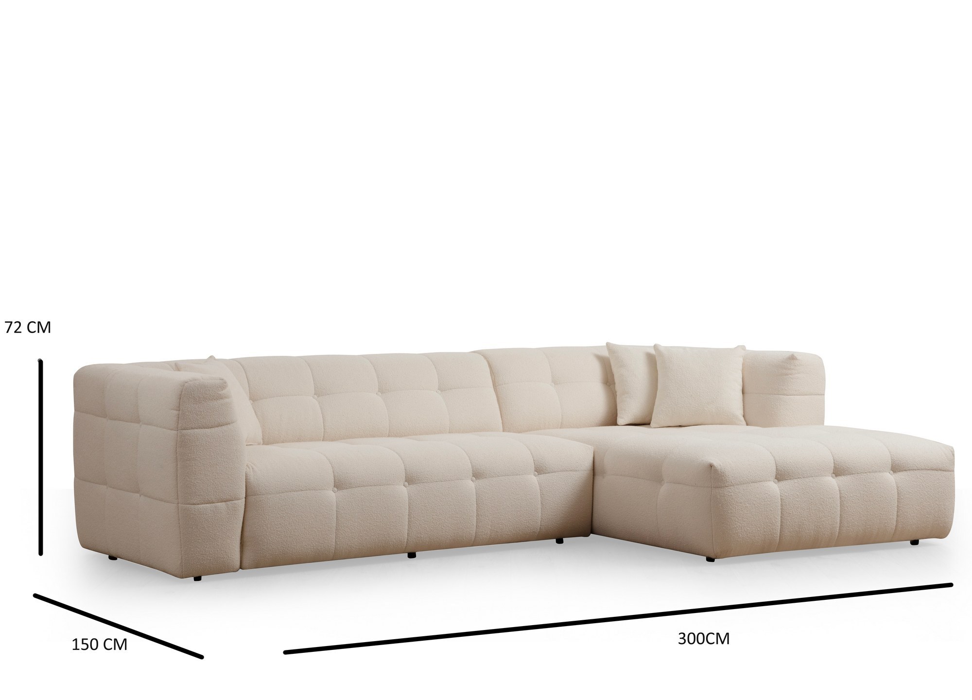 Nour Sofa Chaise Lounge Right Beige 6