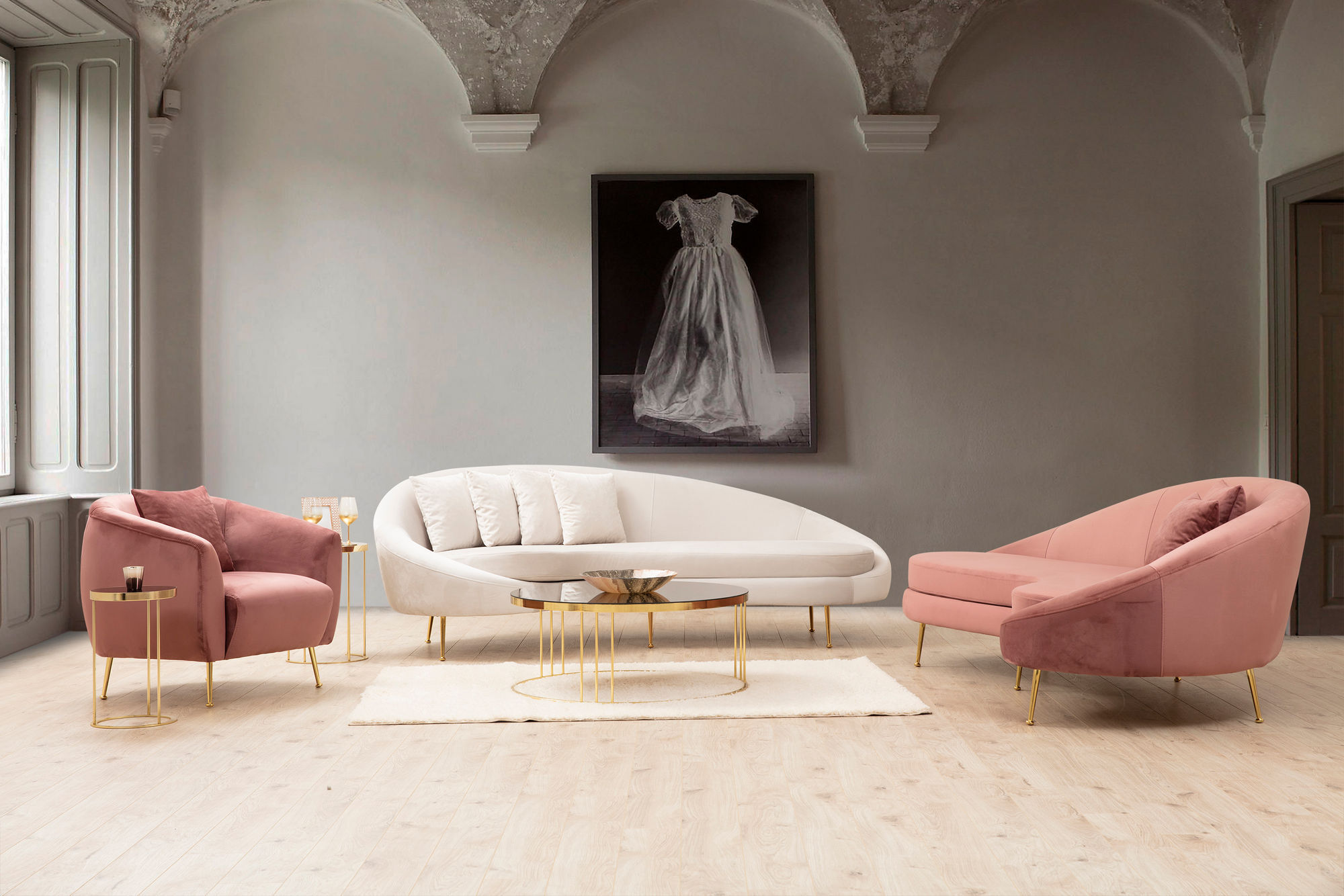 Elegant sofa 3-seater Beige 3