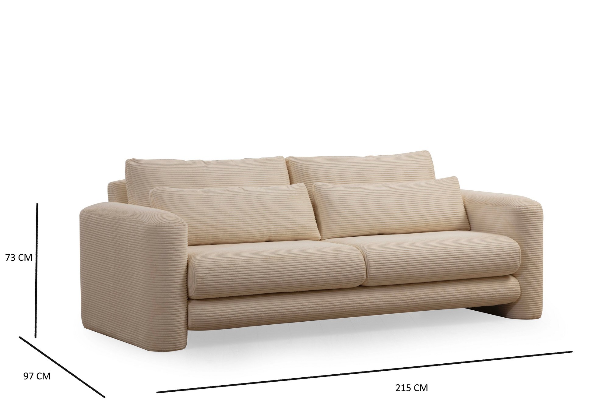 Sofa 3-seater Beige 2