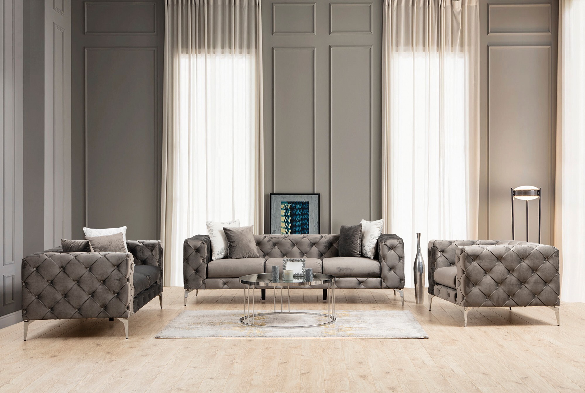 Elegant sofa 3-seater anthracite 5