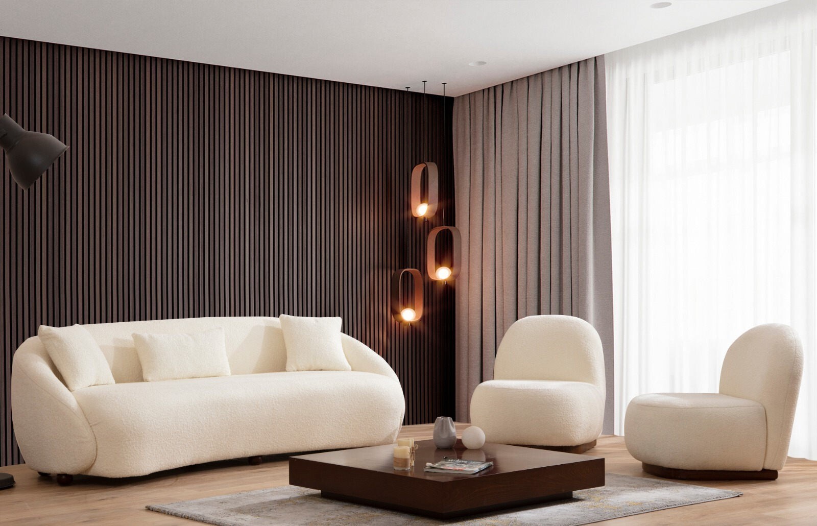 Modern 3-seater sofa Beige 1