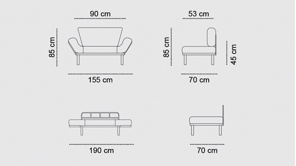 Sofa bed 2-seater petrol 9