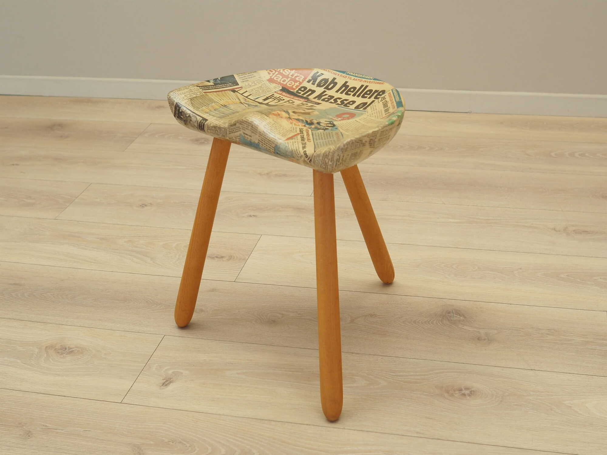 Vintage stool wood brown 1950s 1