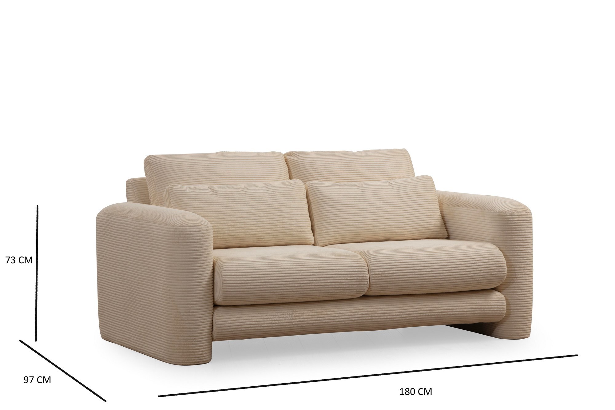 Sofa 2-seater Beige 6