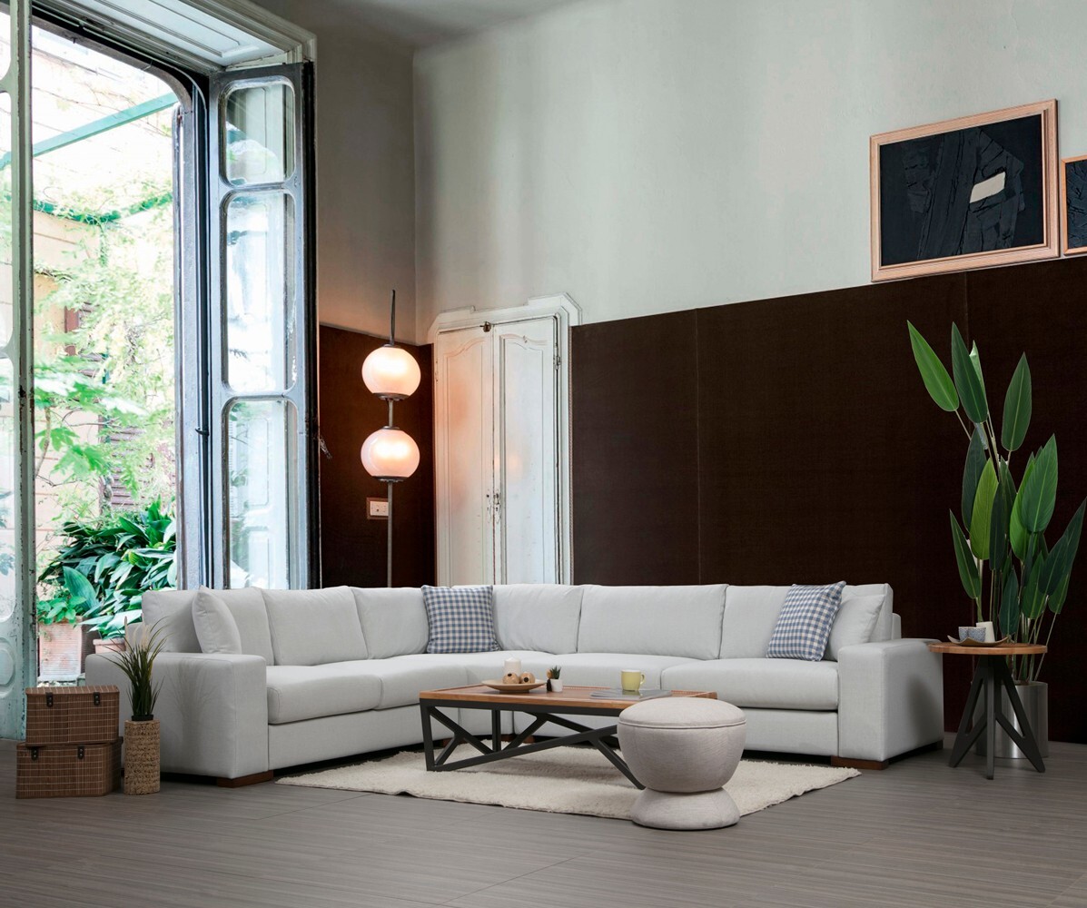 Modern corner sofa light grey 1