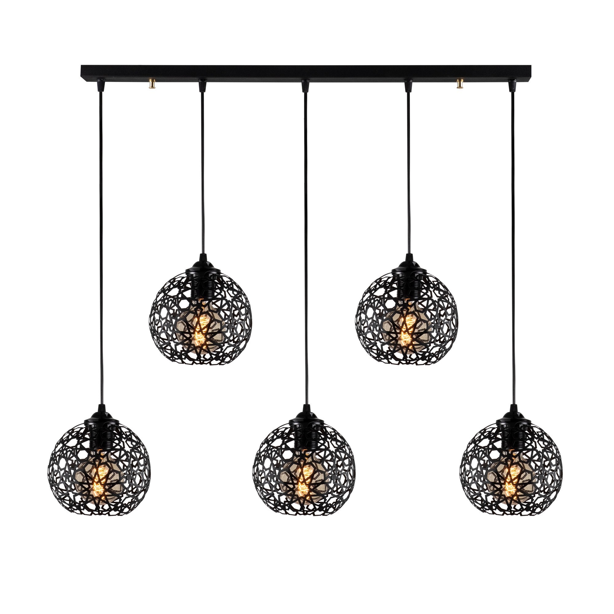 Pendant lamp with 5 elements Black metal 1