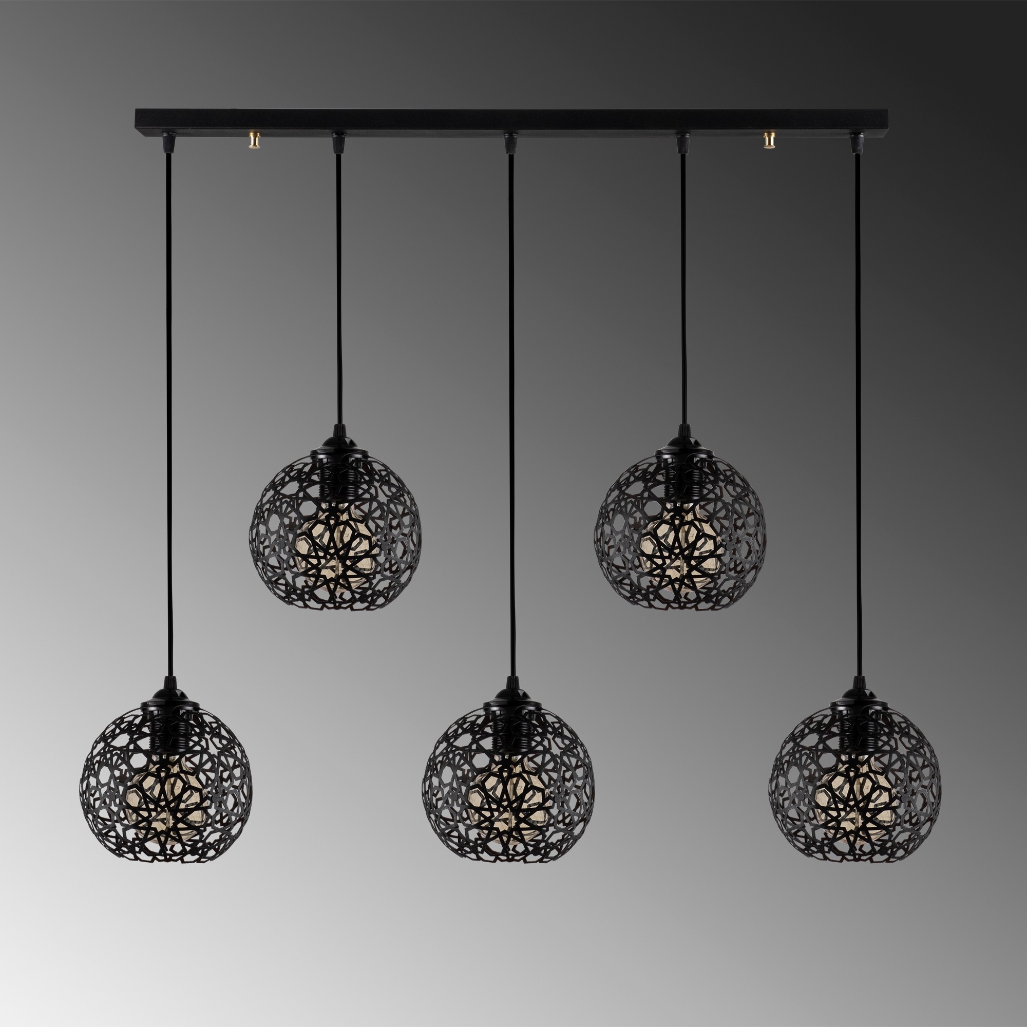 Pendant lamp with 5 elements Black metal 3