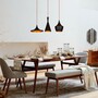 Pendant lamp 3 elements Adjustable height Black Gold 0