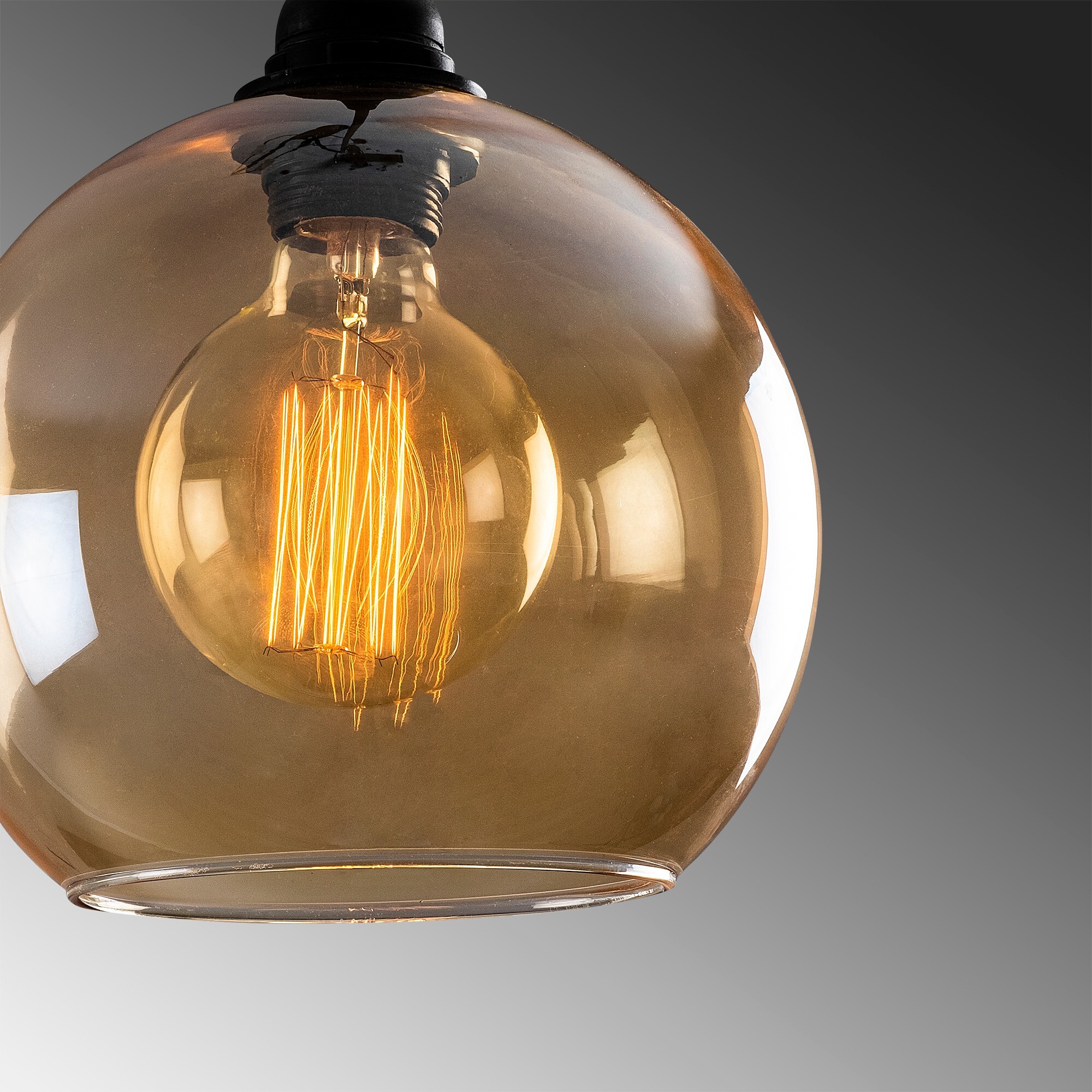 Hanging lamp 3 elements metal black gold 6